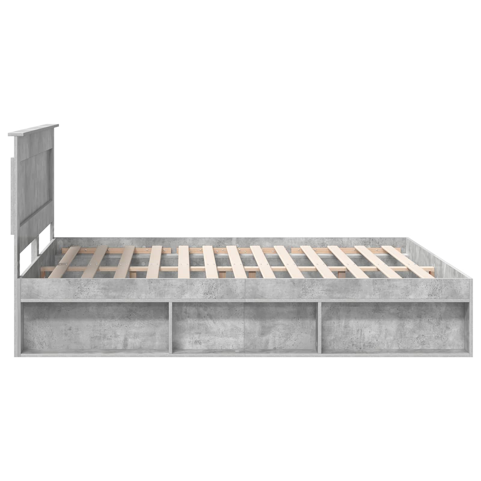 Cadre de lit avec tête de lit Béton 180 x 200 cm Pin massif - XIOS