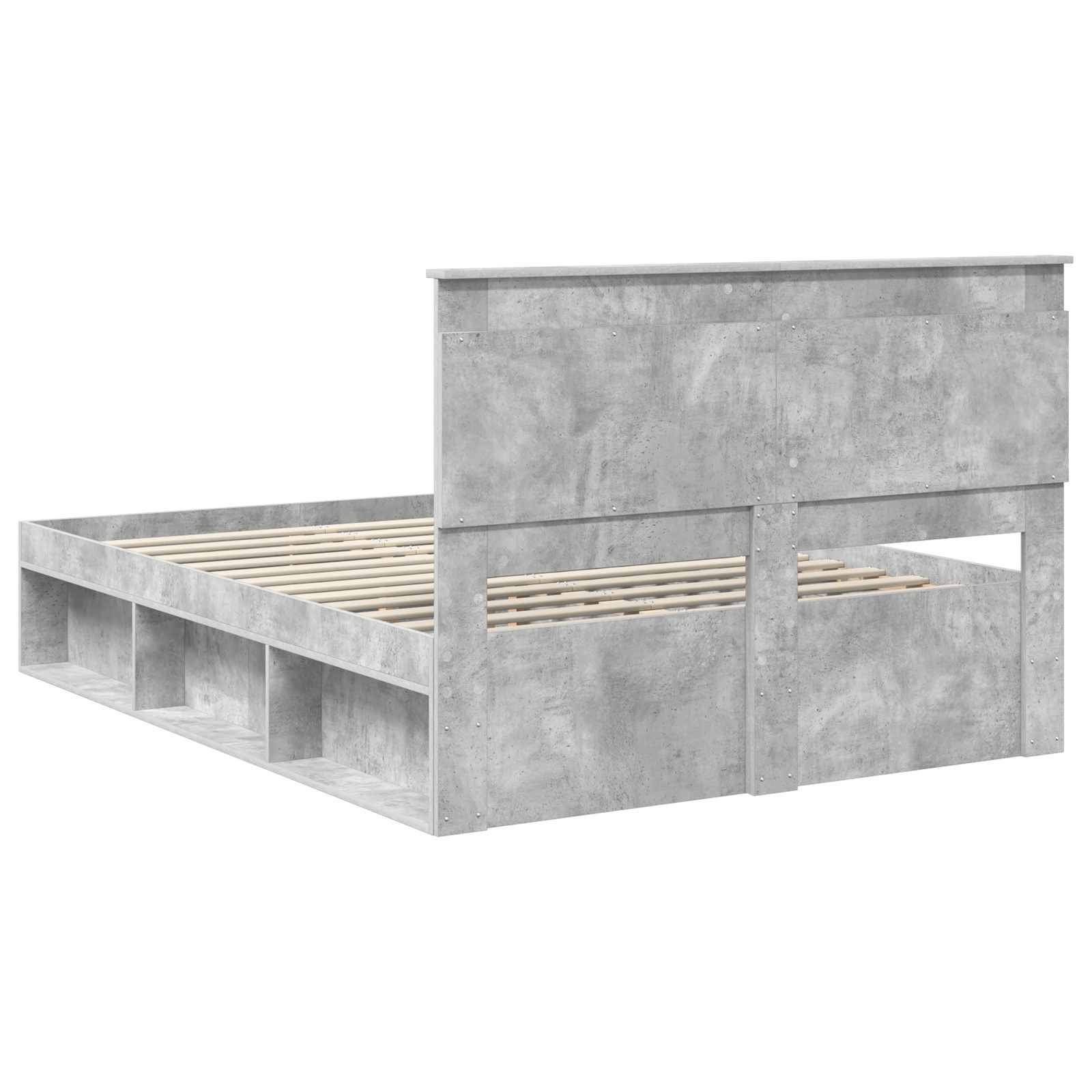 Cadre de lit avec tête de lit Béton 160 x 200 cm Pin massif - XIOS