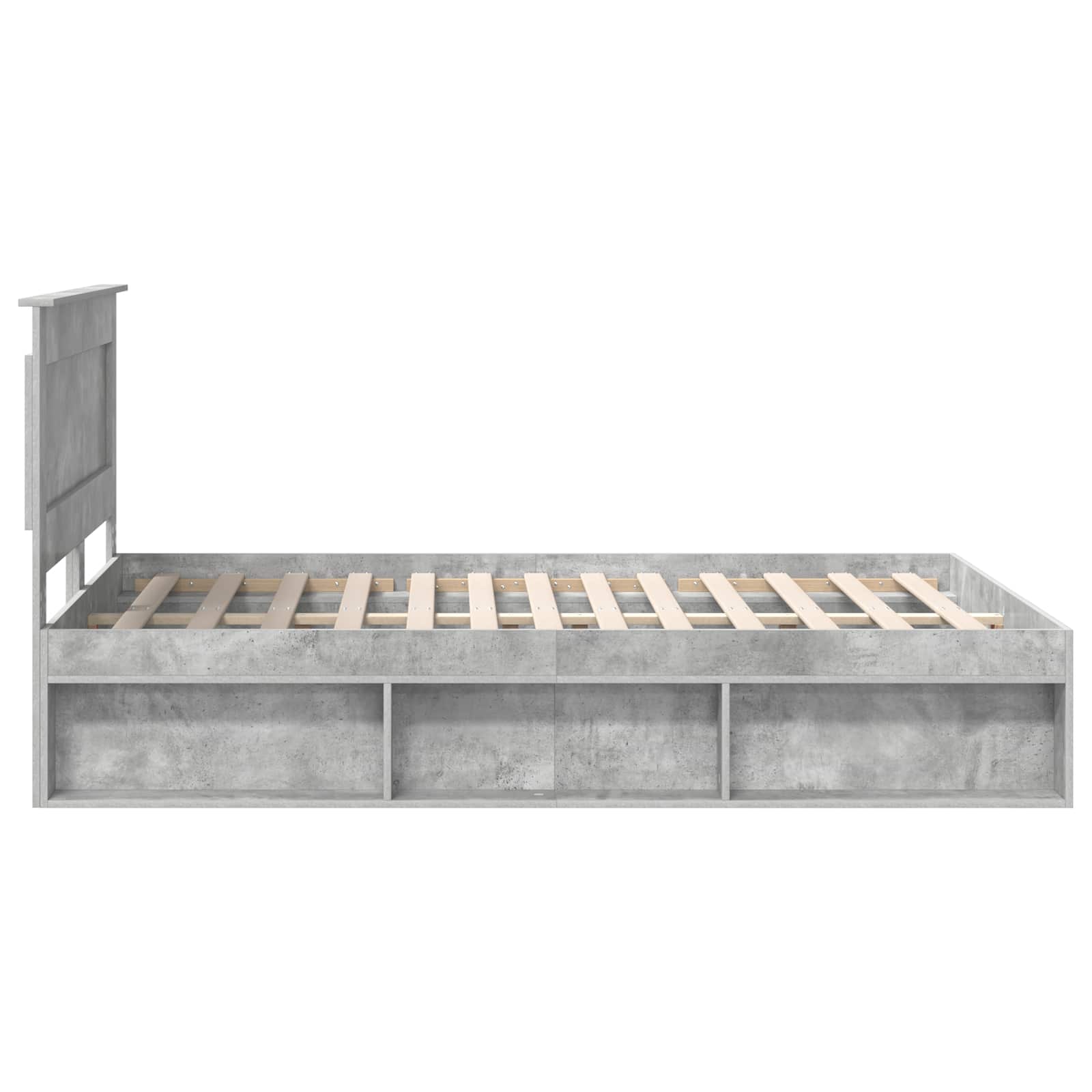 Cadre de lit avec tiroir Uni Gris Béton 150 x 200 cm Pin massif