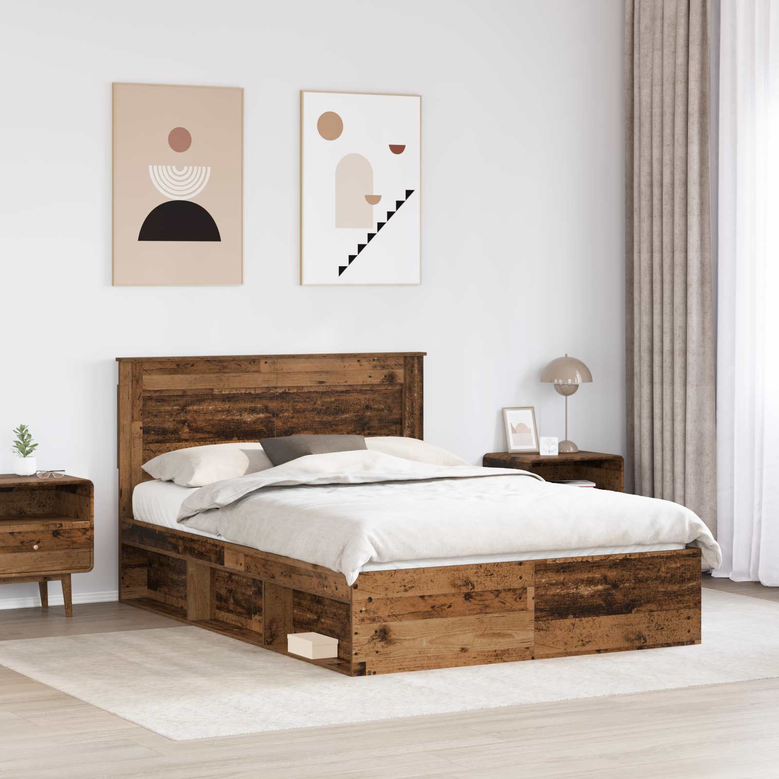 Cadre de lit Bois ancien 150 x 200 cm Pin massif - XIOS