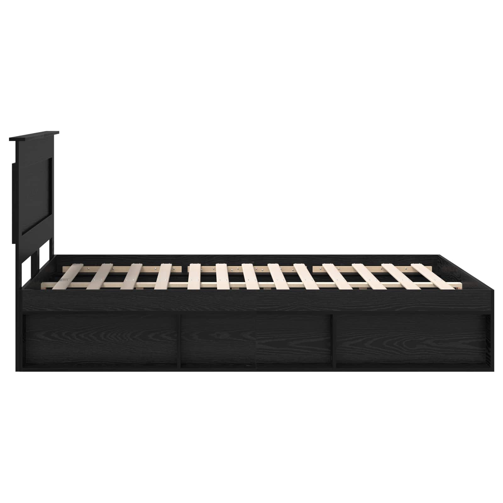 Cadre de lit avec tête de lit Noir 140 x 190 cm Pin massif