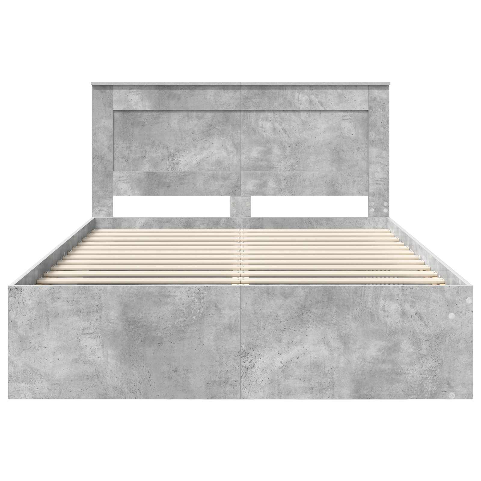 Cadre de lit avec tête de lit Béton 140 x 190 cm Pin massif - XIOS