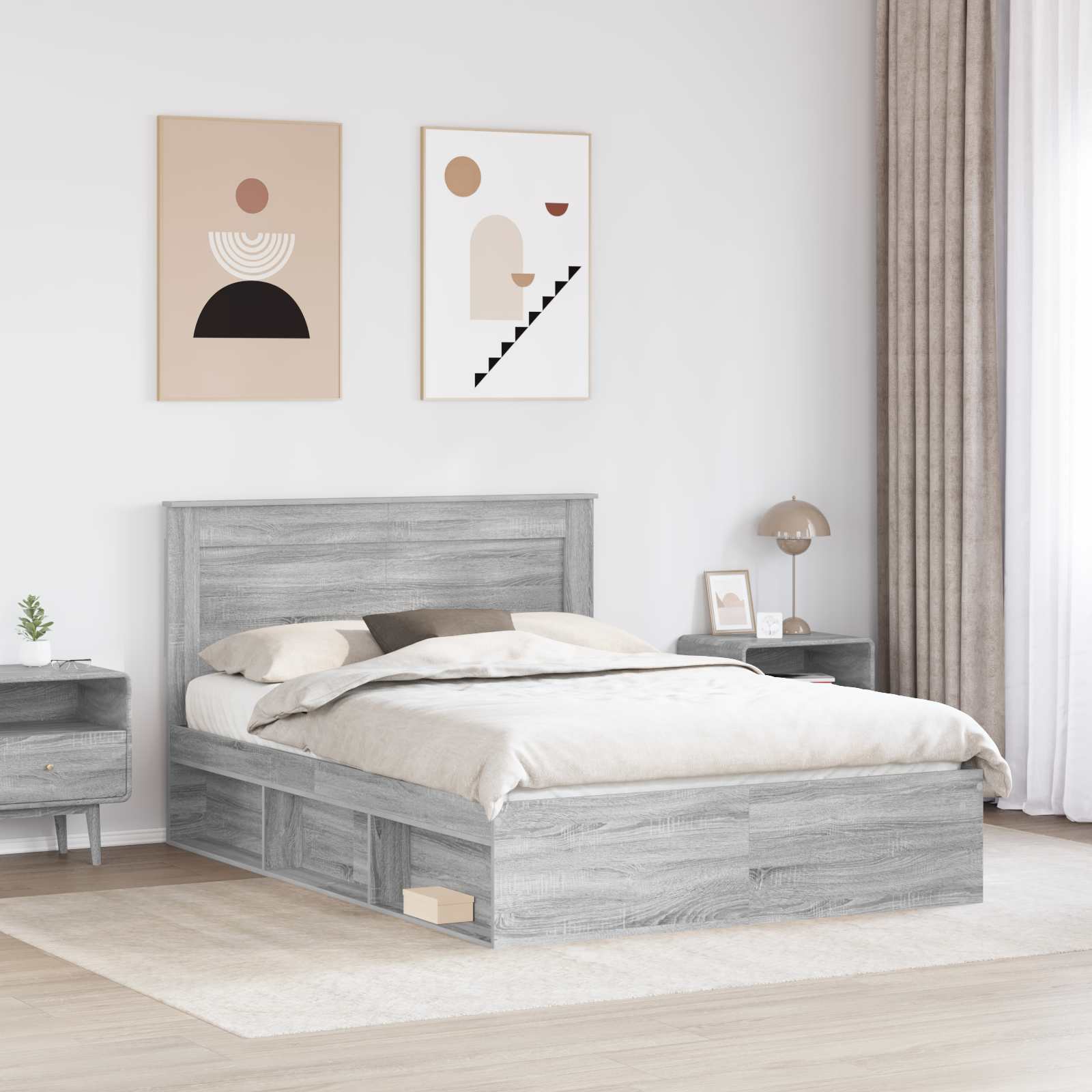 Cadre de lit Gris Sonoma 140 x 190 cm Pin massif - XIOS