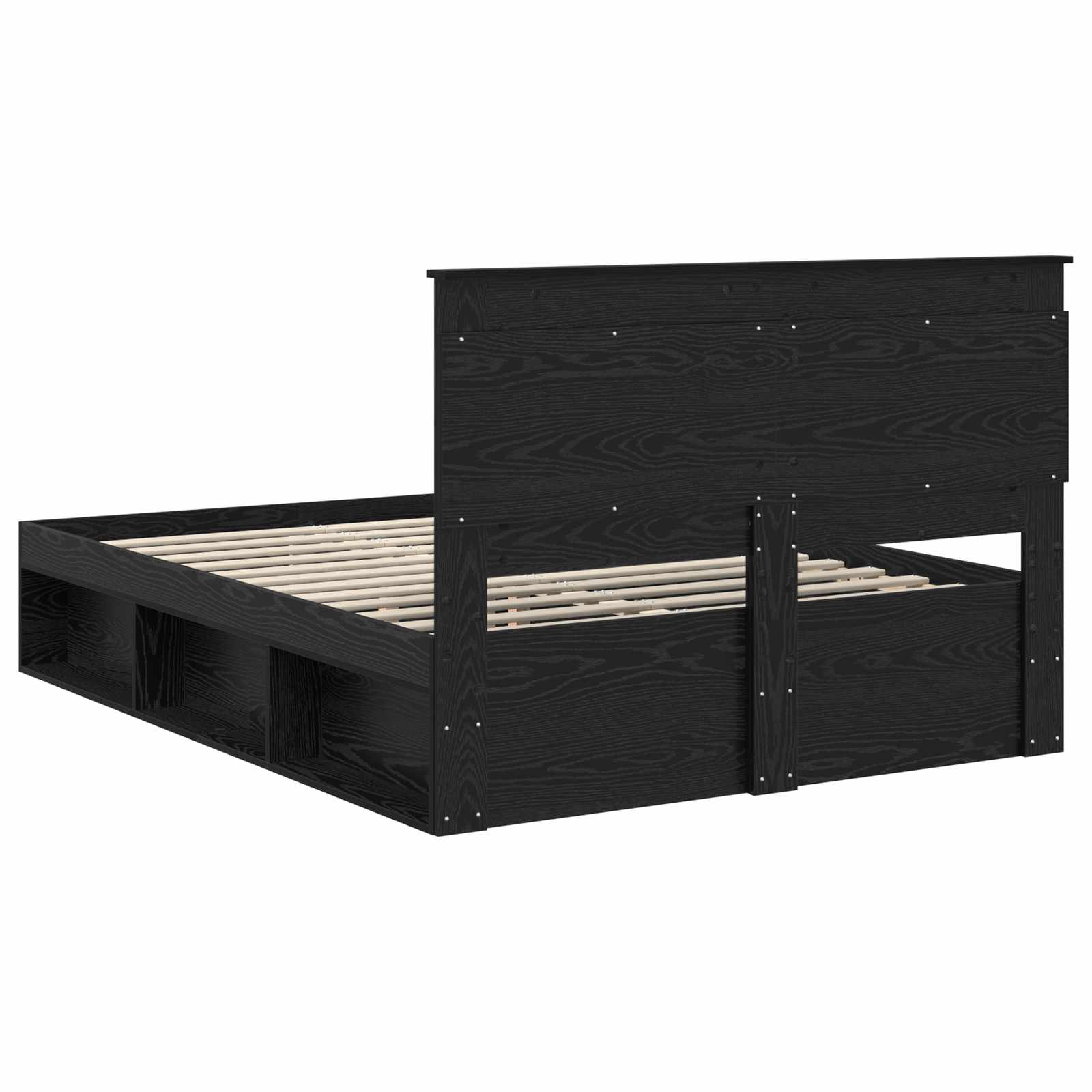 Cadre de lit avec tête de lit Noir 140 x 190 cm Pin massif