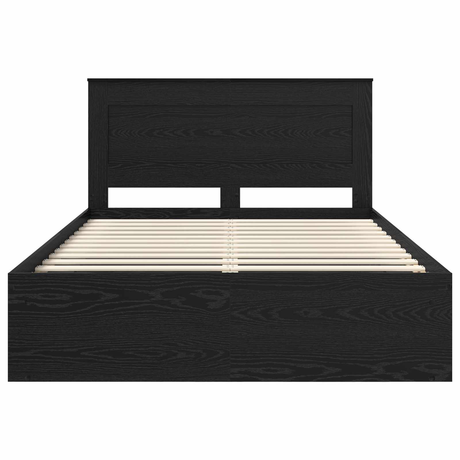 Cadre de lit avec tête de lit Noir 140 x 190 cm Pin massif