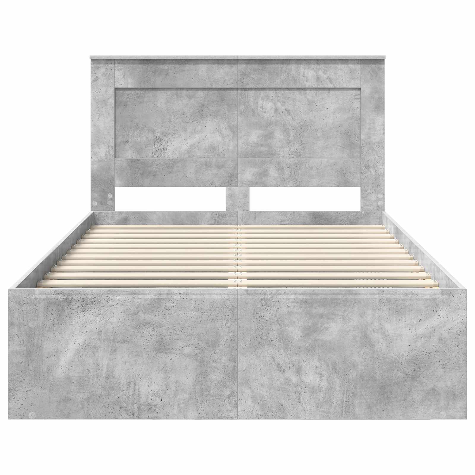 Cadre de lit avec tiroir Uni Gris Béton 135 x 190 cm Pin massif