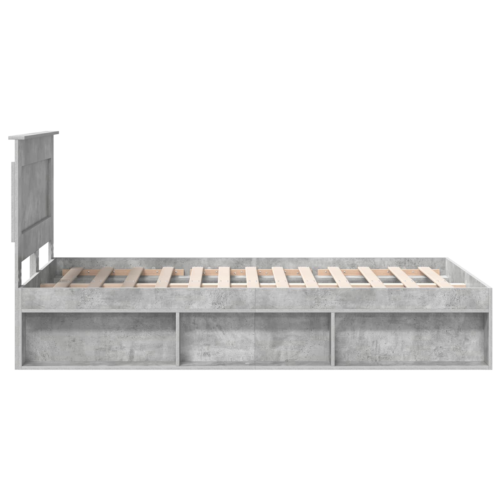 Cadre de lit avec tiroir Uni Gris Béton 135 x 190 cm Pin massif