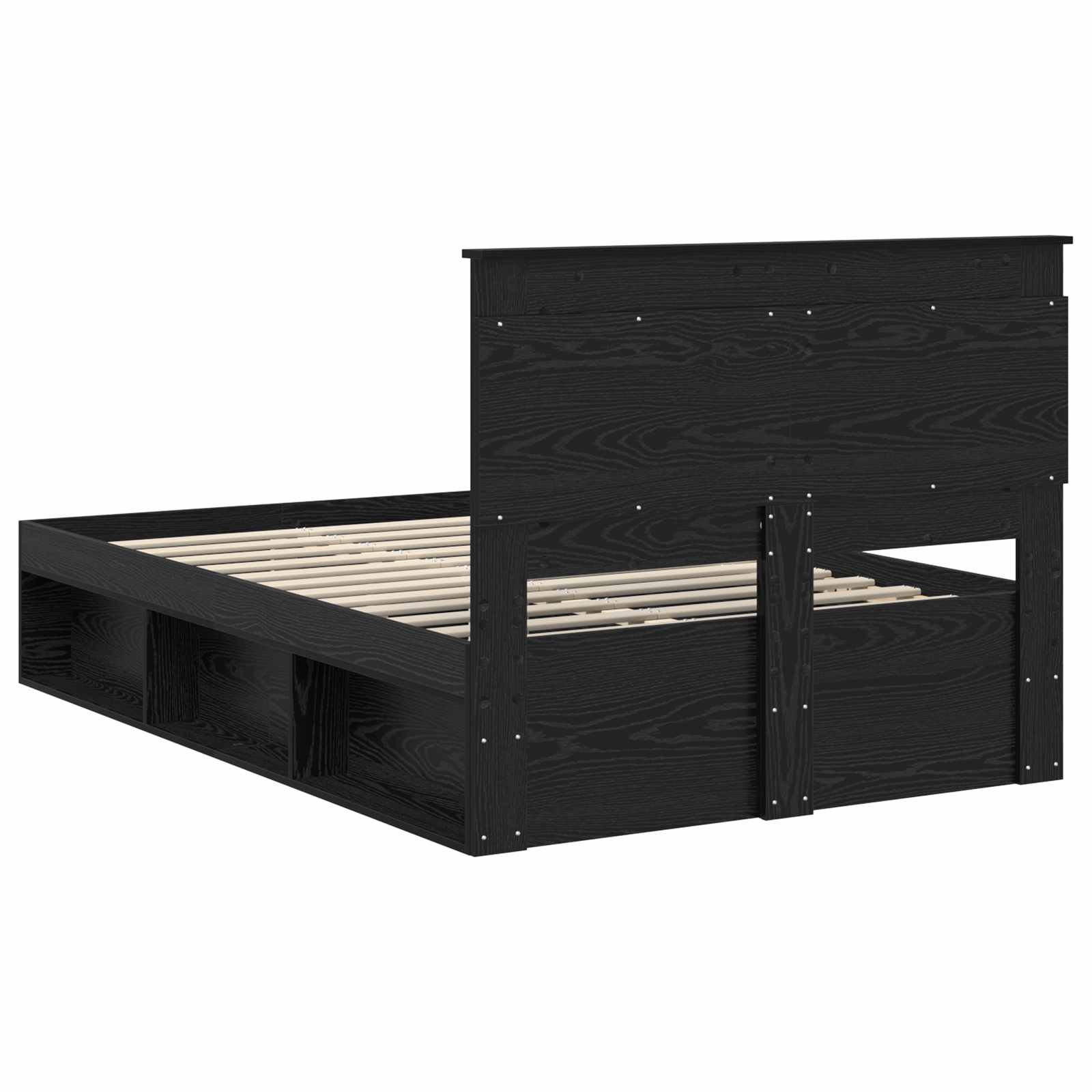 Cadre de lit avec tiroir Uni Noir 120 x 190 cm Pin massif