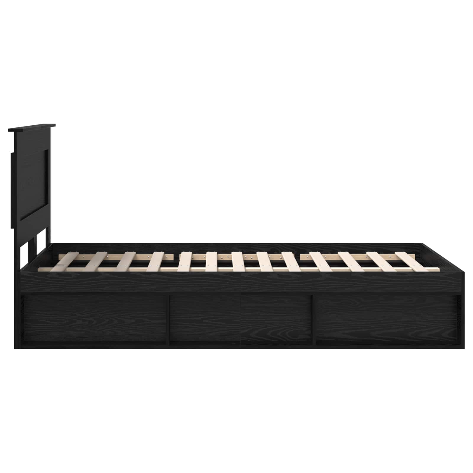 Cadre de lit avec tiroir Uni Noir 120 x 190 cm Pin massif