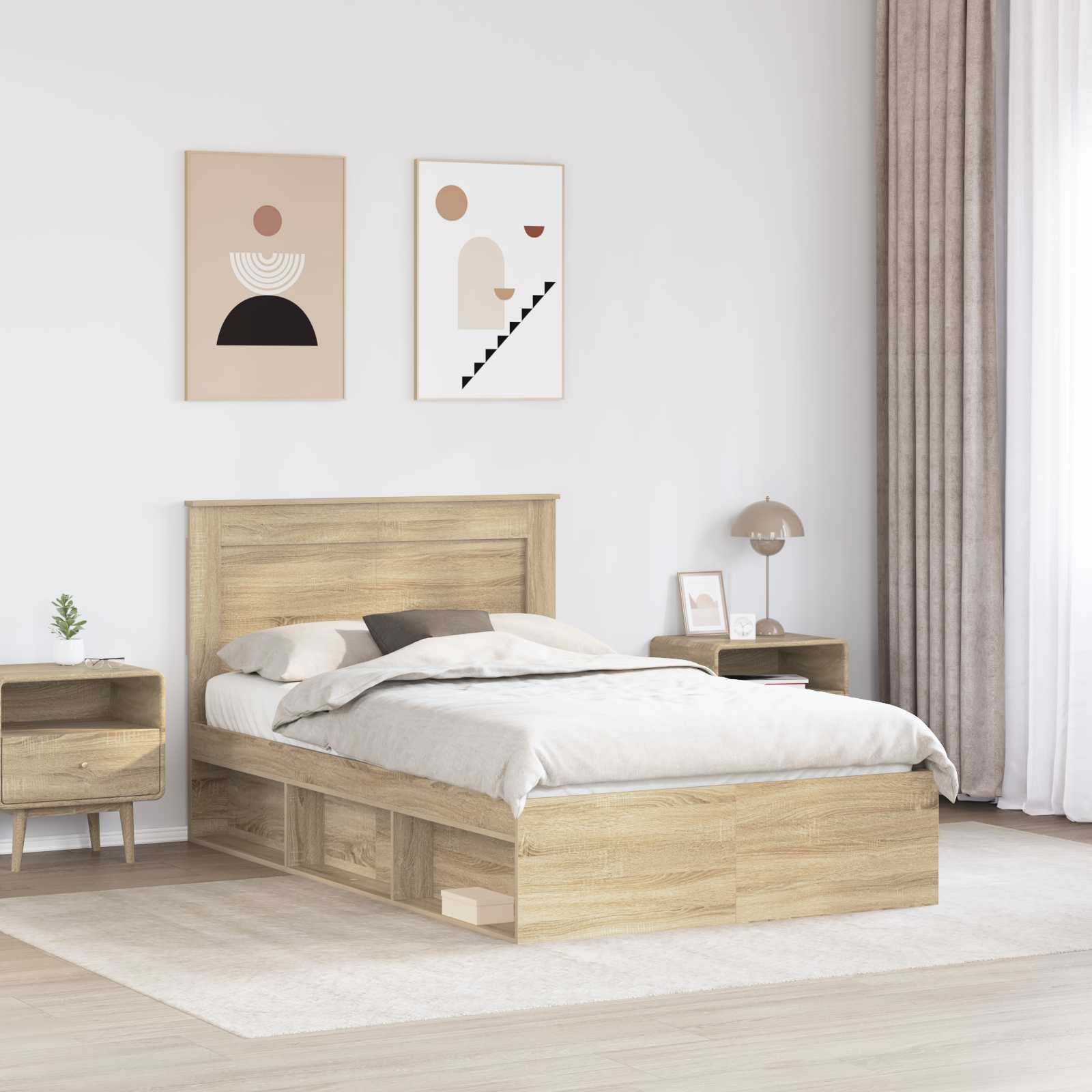 Cadre de lit avec tête de lit Sonoma 120 x 190 cm Pin massif - XIOS