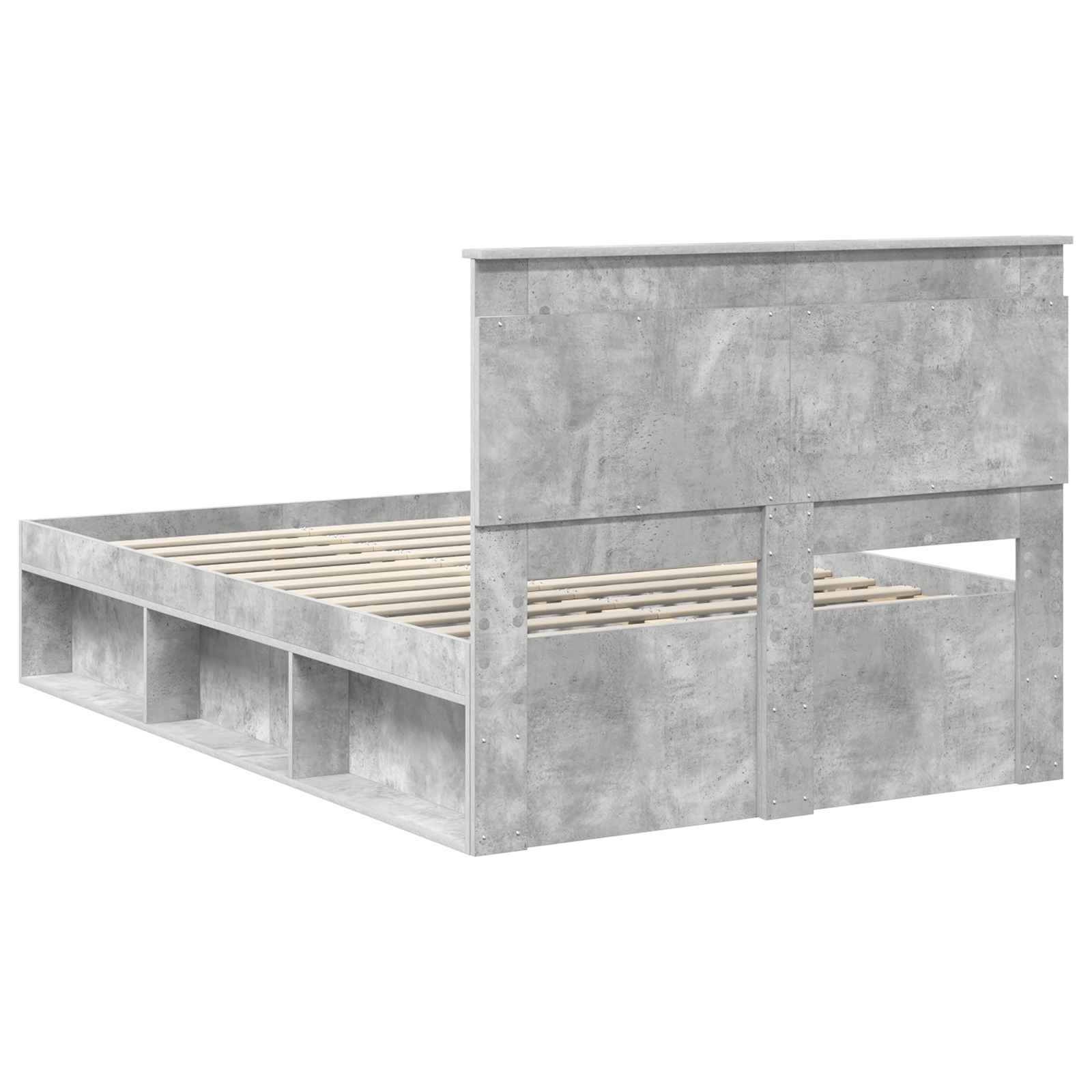 Cadre de lit avec tête de lit Béton 120 x 190 cm Pin massif - XIOS