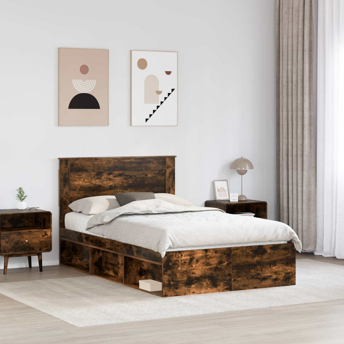 Cadre de lit Chêne fumé 120 x 190 cm Bois d'ingénierie