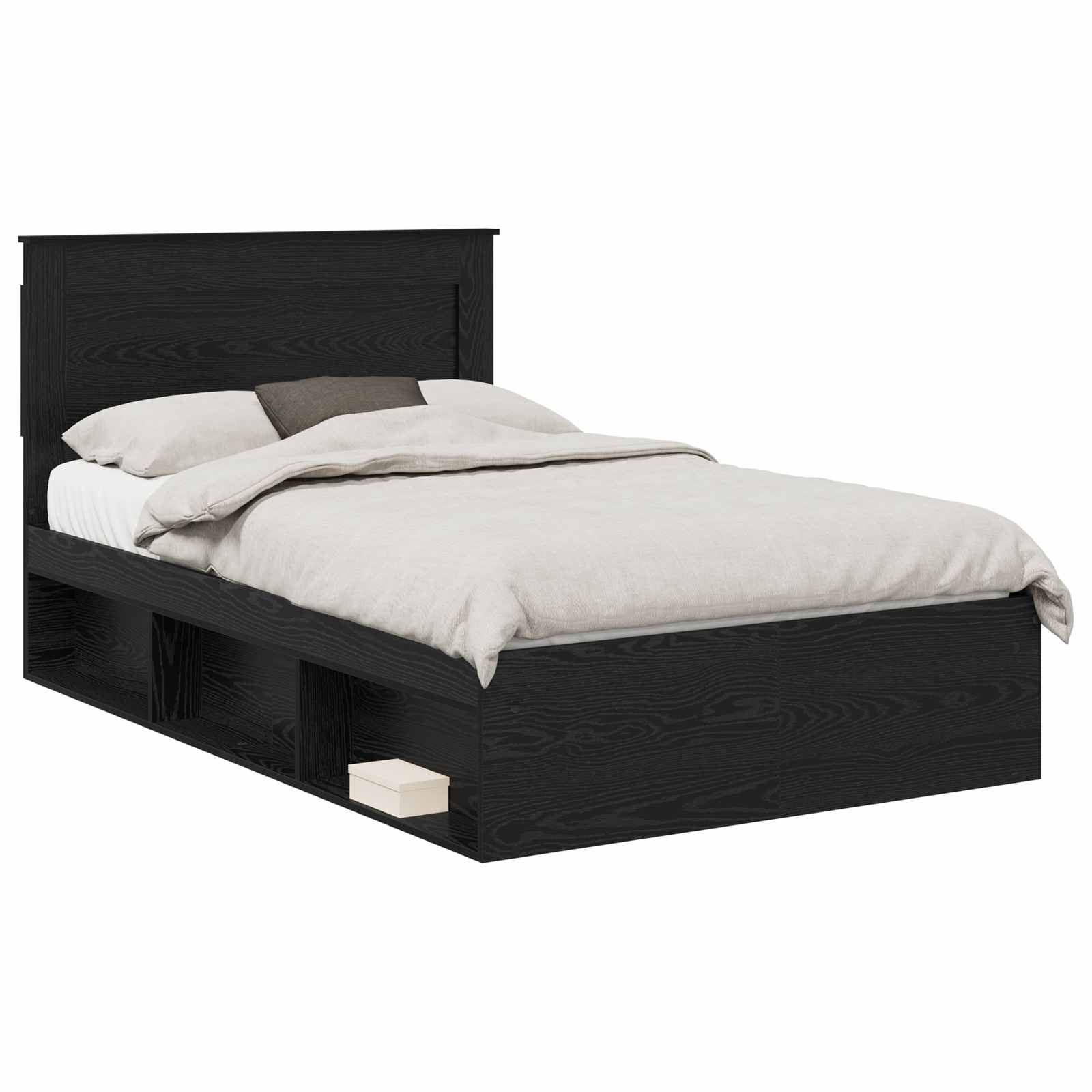 Cadre de lit avec tiroir Uni Noir 120 x 190 cm Pin massif