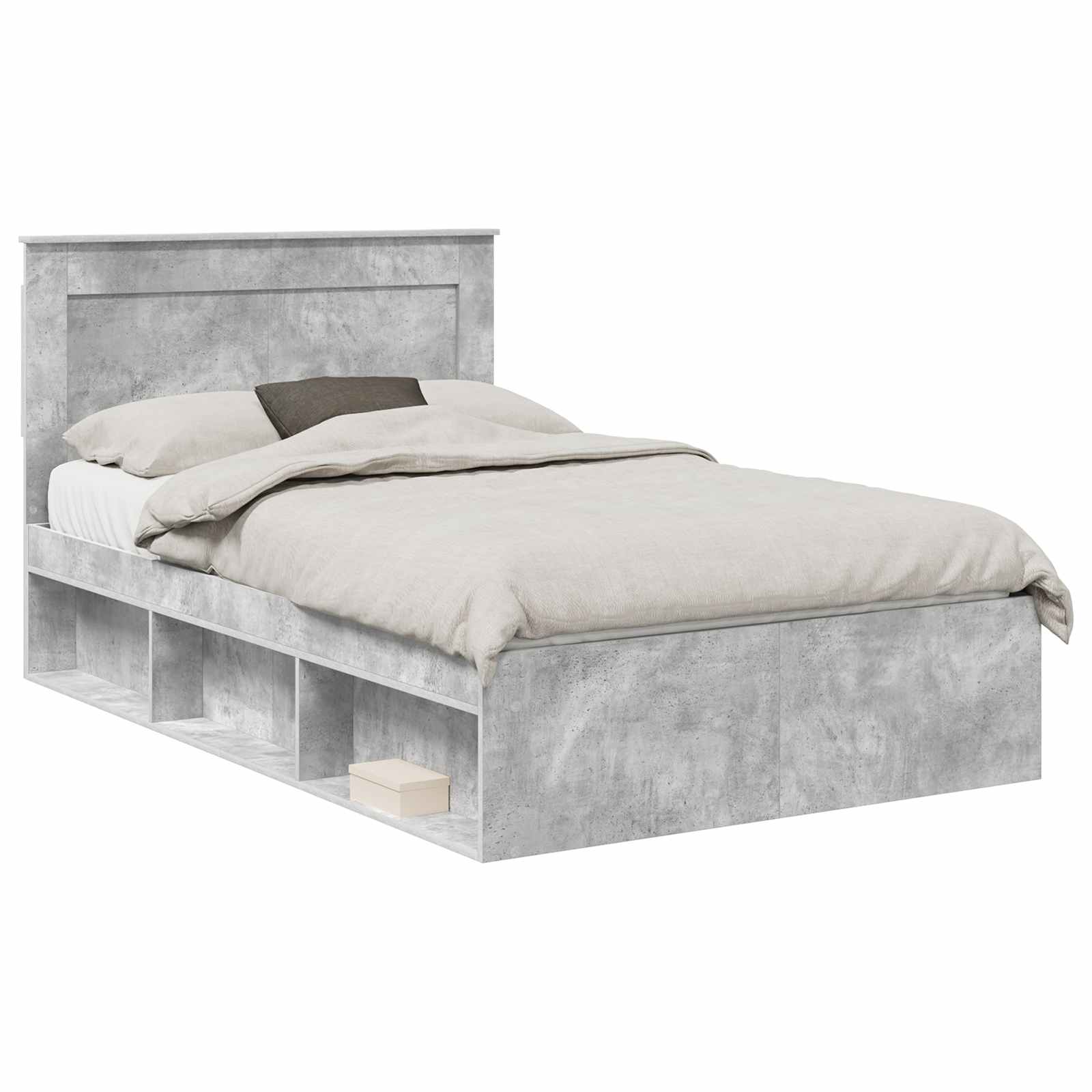 Cadre de lit avec tête de lit Béton 120 x 200 cm Pin massif - XIOS