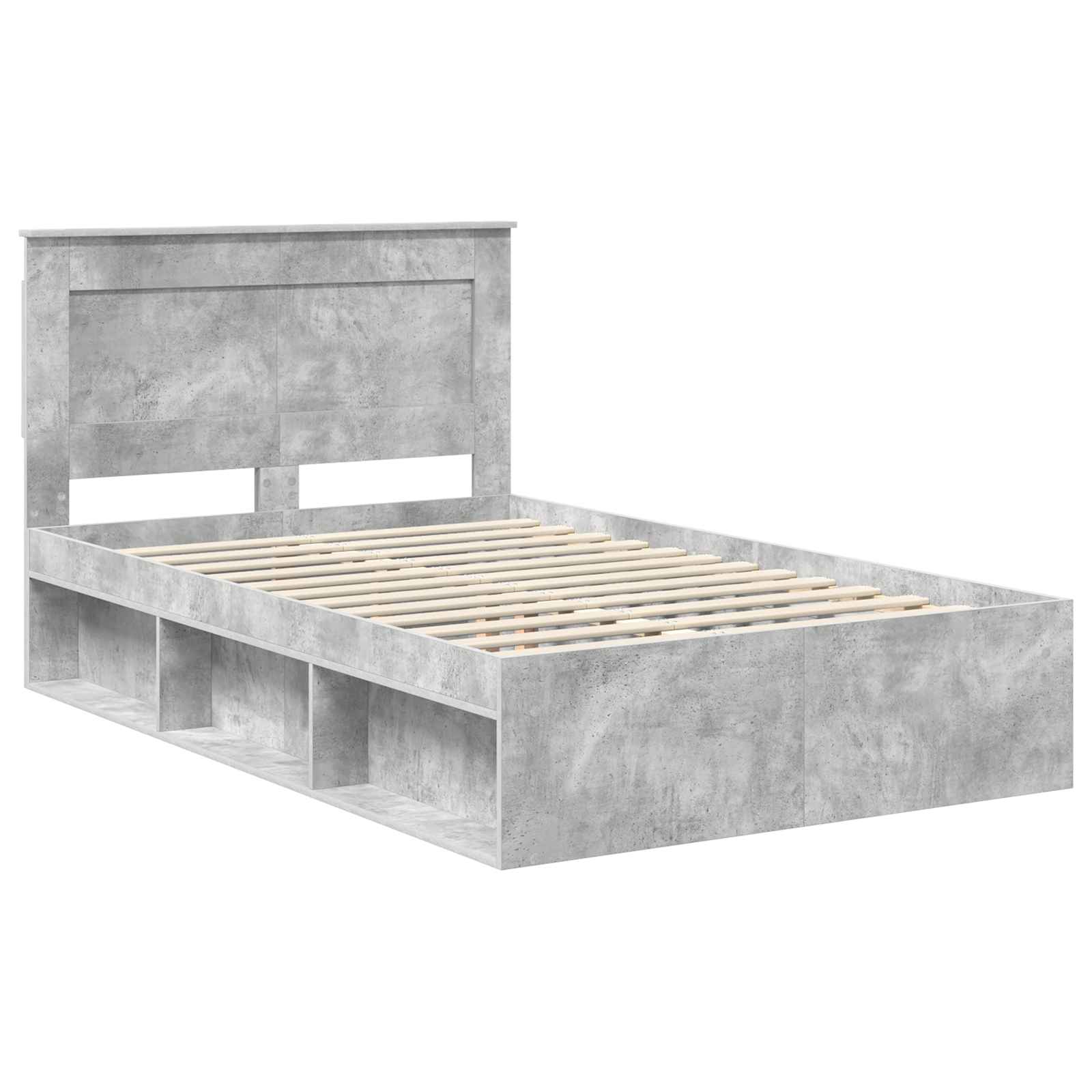 Cadre de lit avec tête de lit Béton 120 x 200 cm Pin massif - XIOS