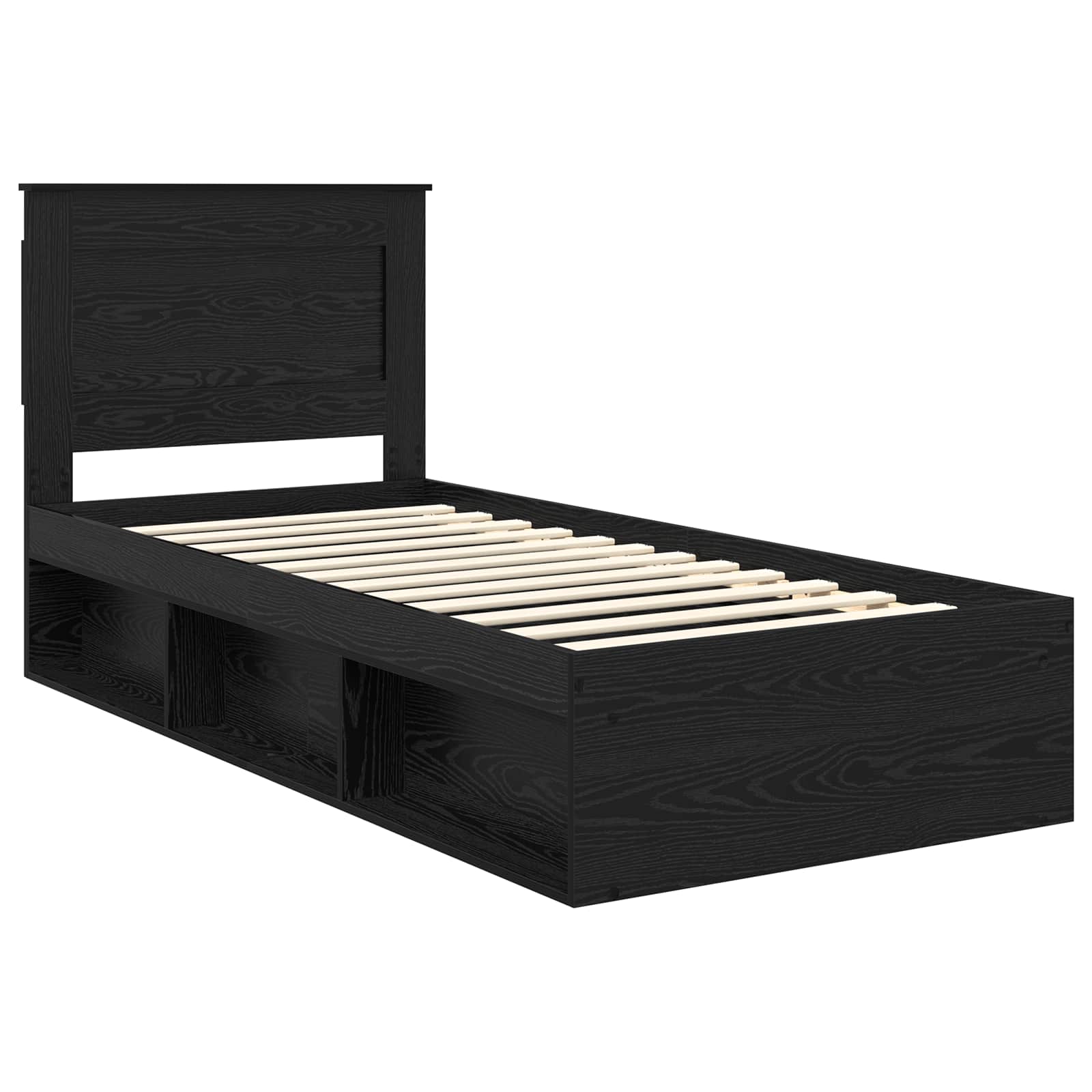 Cadre de lit avec tiroir Uni Noir 90 x 190 cm Pin massif