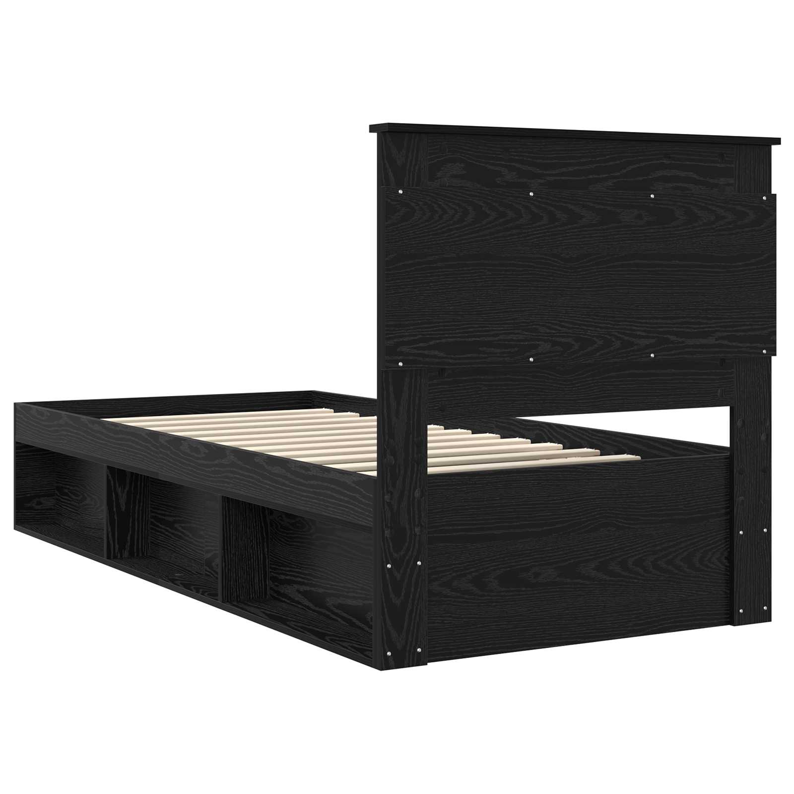 Cadre de lit avec tiroir Uni Noir 90 x 190 cm Pin massif