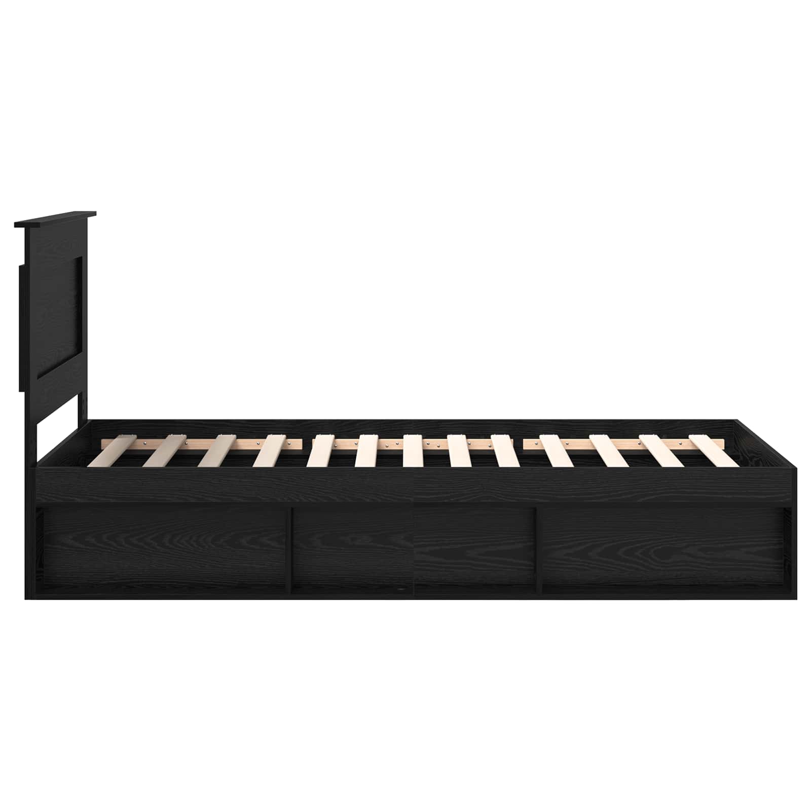 Cadre de lit avec tiroir Uni Noir 90 x 190 cm Pin massif