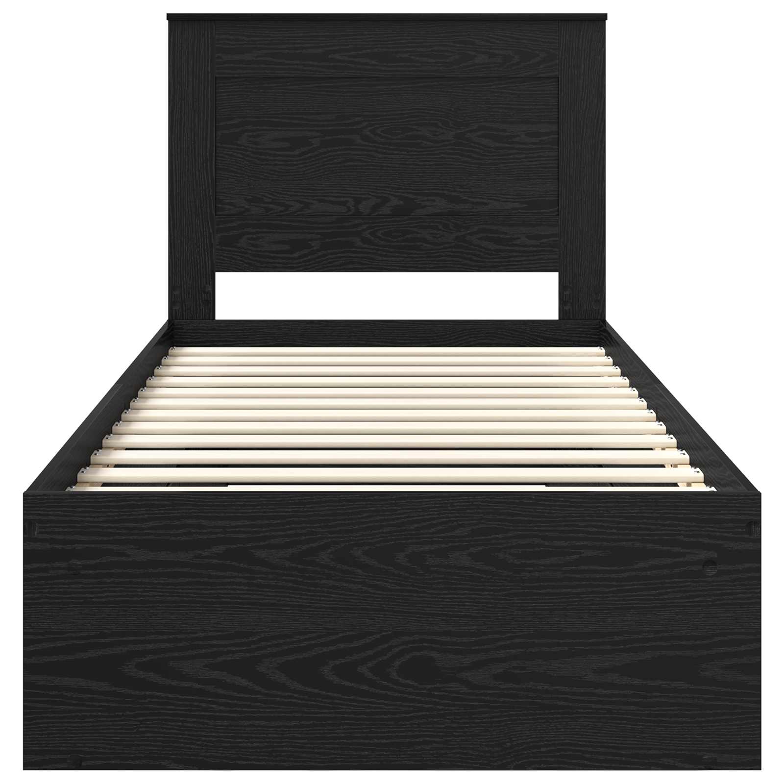 Cadre de lit avec tiroir Uni Noir 90 x 200 cm Pin massif