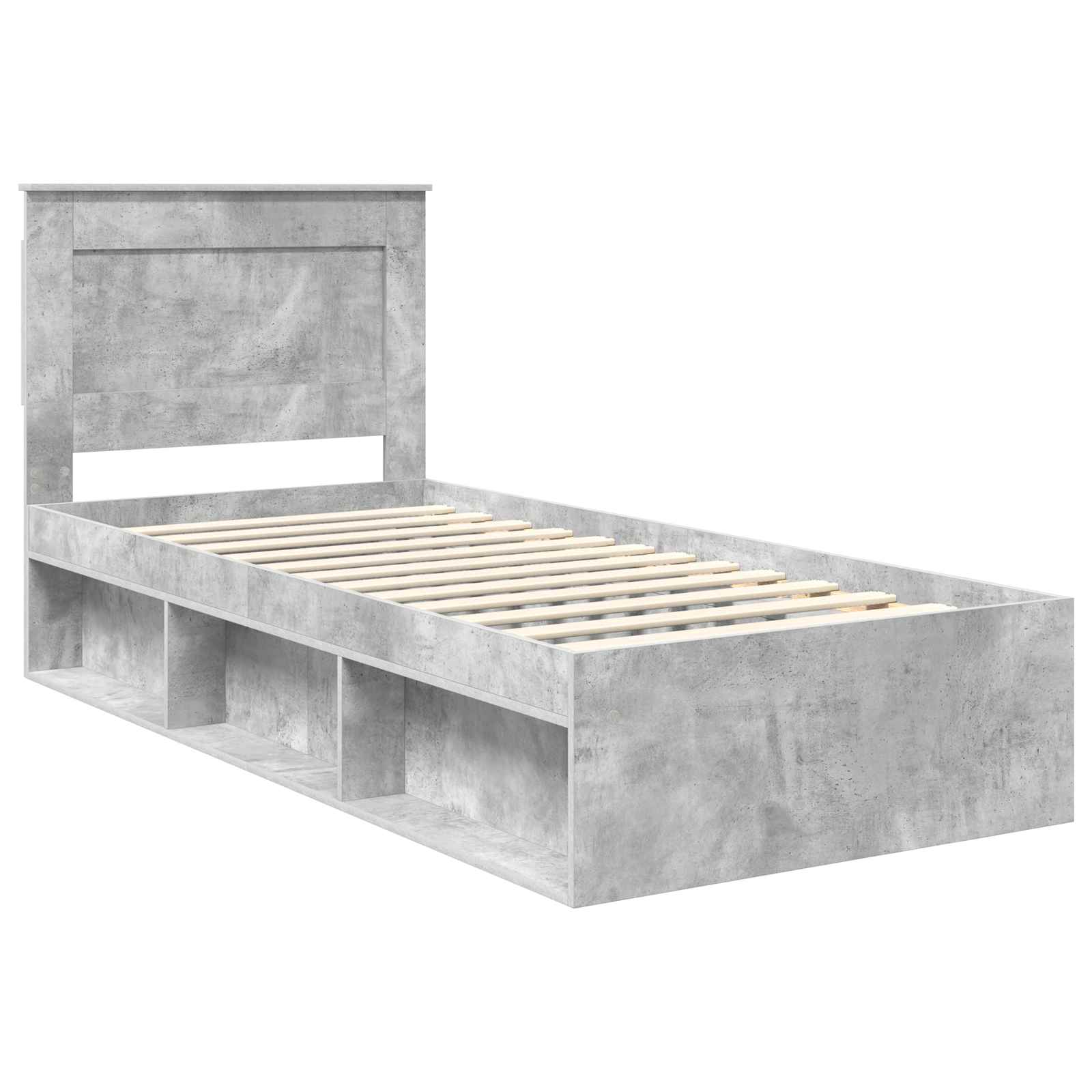 Cadre de lit avec tiroir Uni Gris Béton 75 x 190 cm Pin massif