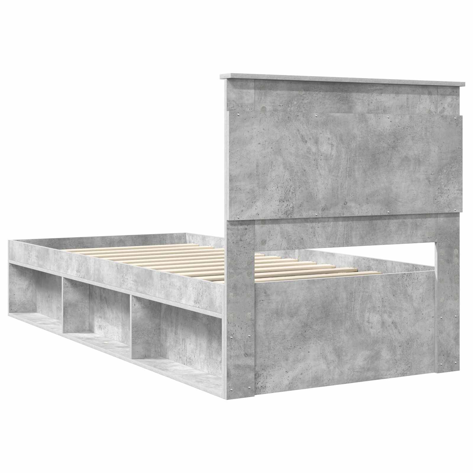 Cadre de lit avec tiroir Uni Gris Béton 75 x 190 cm Pin massif