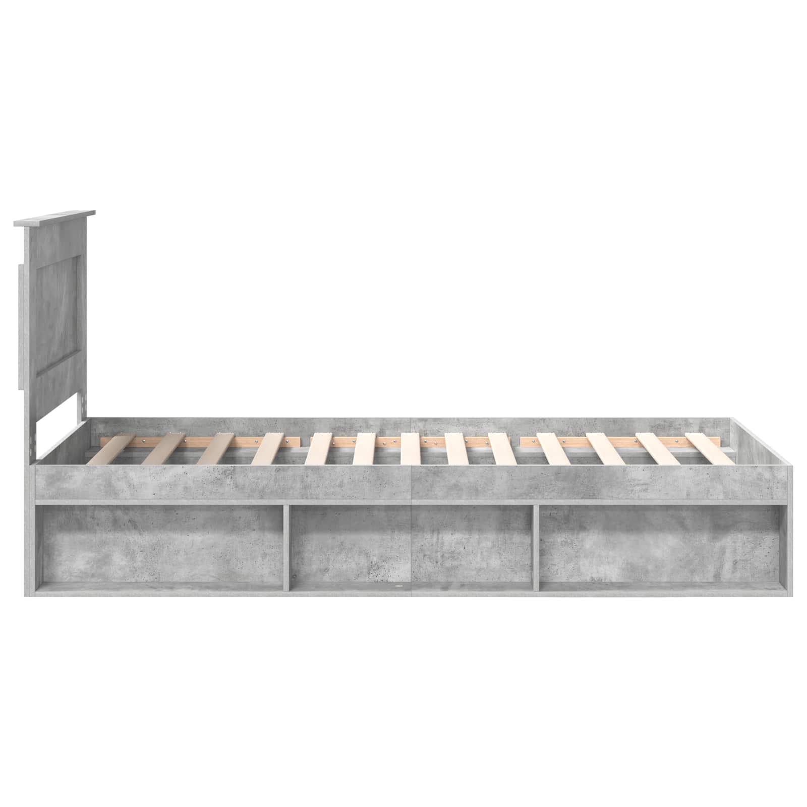 Cadre de lit avec tiroir Uni Gris Béton 75 x 190 cm Pin massif