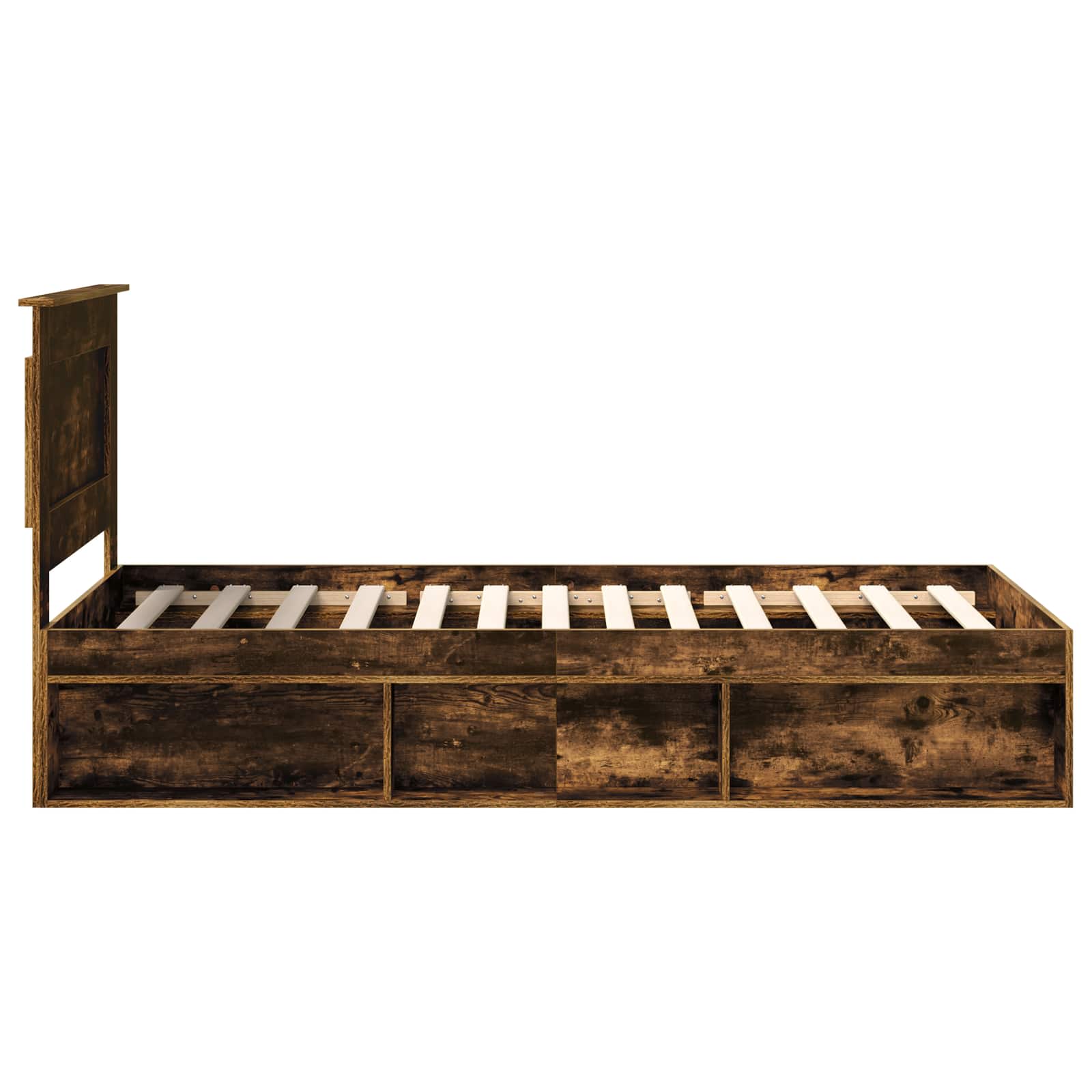 Cadre de lit avec tête de lit Chêne fumé 75 x 190 cm Pin massif - XIOS