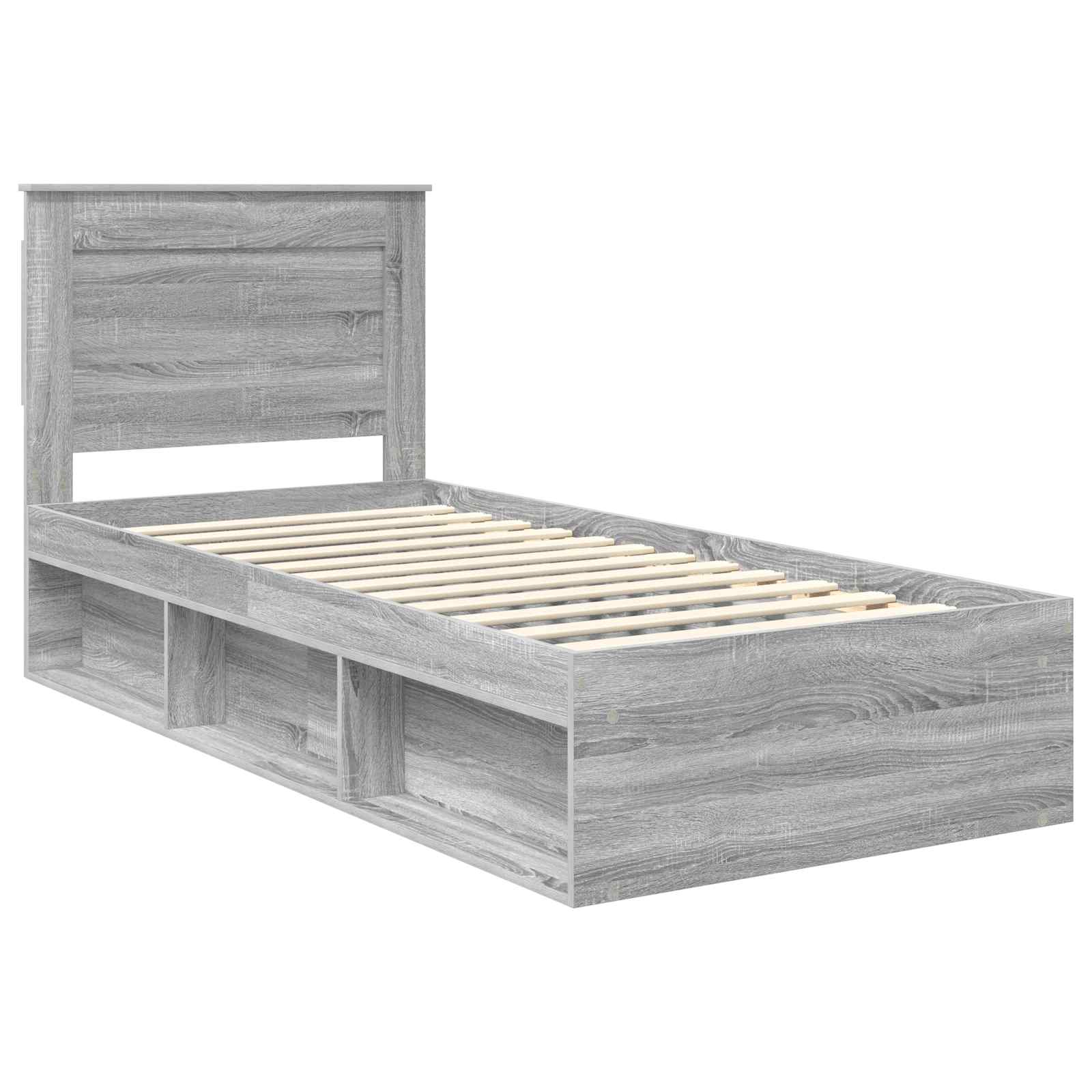 Cadre de lit avec tiroir Uni Gris Sonoma 75 x 190 cm Pin massif