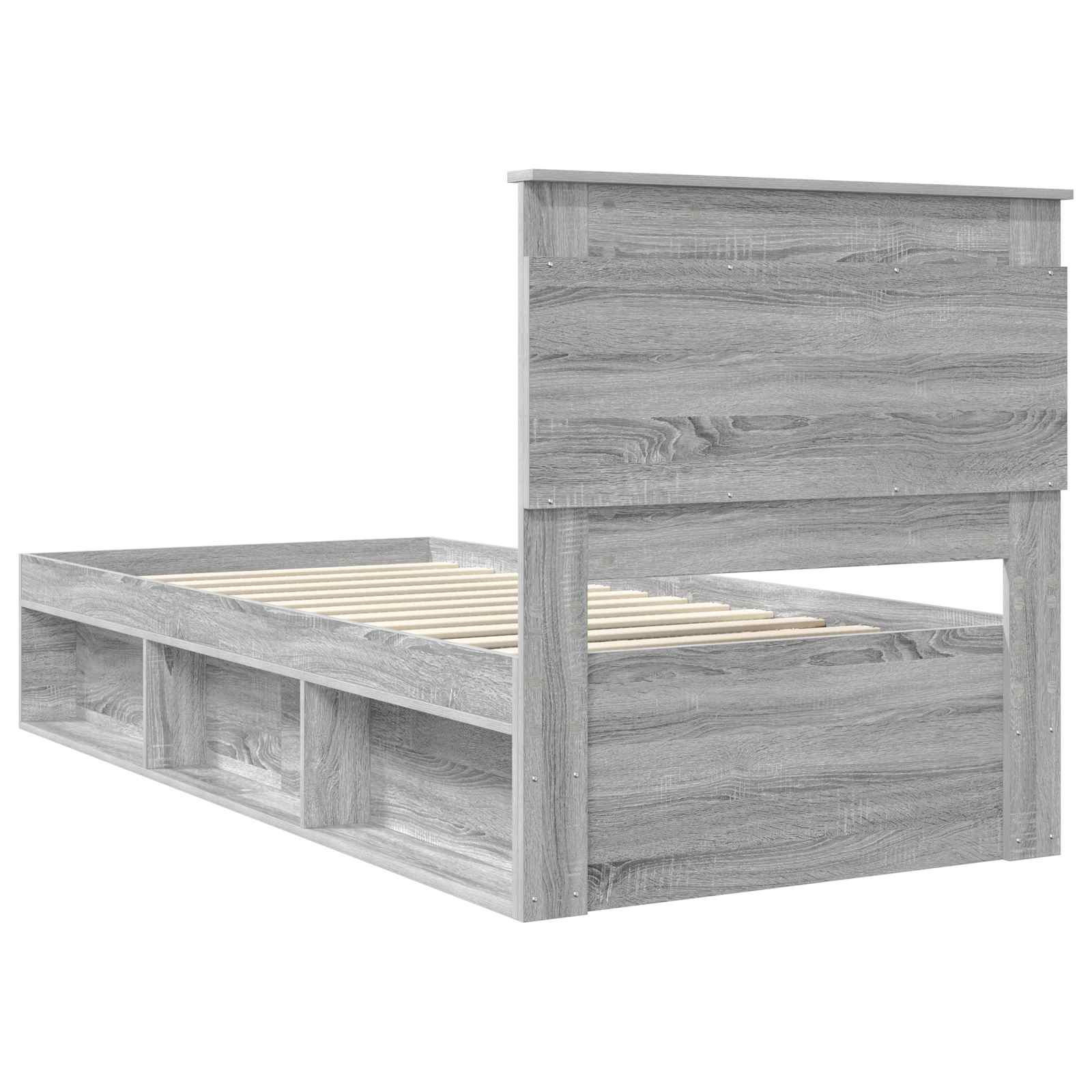 Cadre de lit avec tiroir Uni Gris Sonoma 75 x 190 cm Pin massif