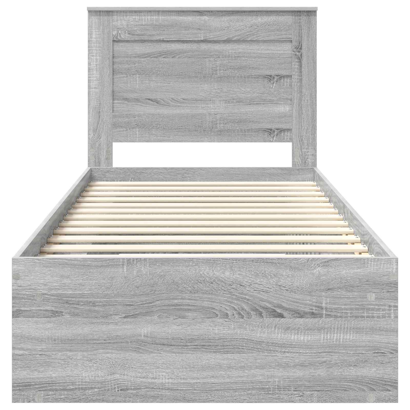 Cadre de lit avec tiroir Uni Gris Sonoma 75 x 190 cm Pin massif