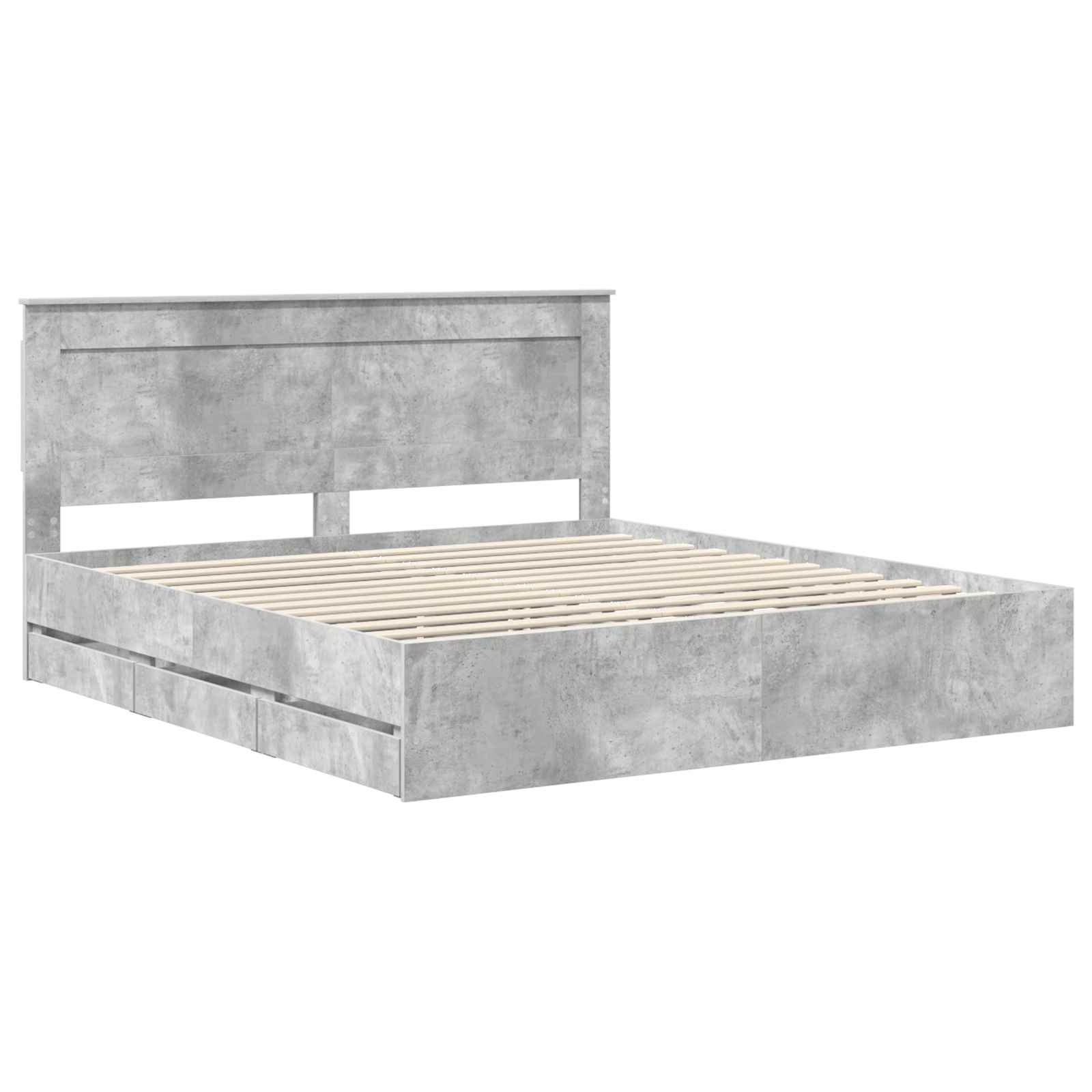 Cadre de lit Gris béton 200 x 200 cm Bois Ingénierie - XIOS
