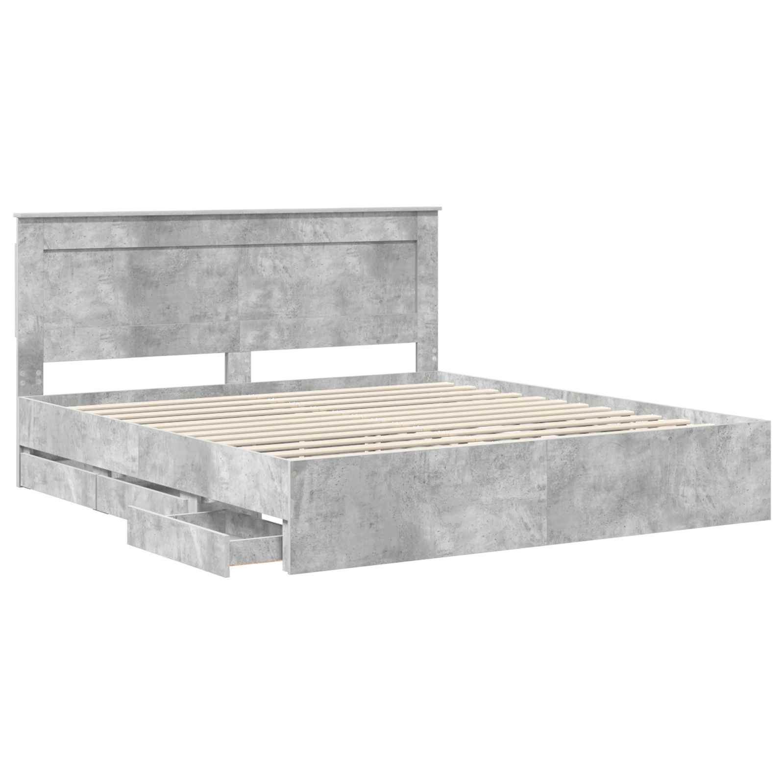 Cadre de lit Gris béton 200 x 200 cm Bois Ingénierie - XIOS