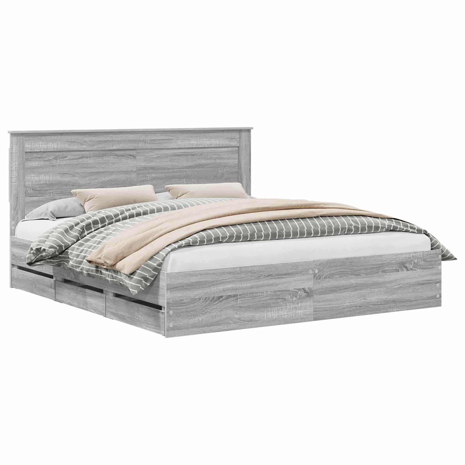 Cadre de lit Gris Sonoma 200 x 200 cm Bois Ingénierie - XIOS