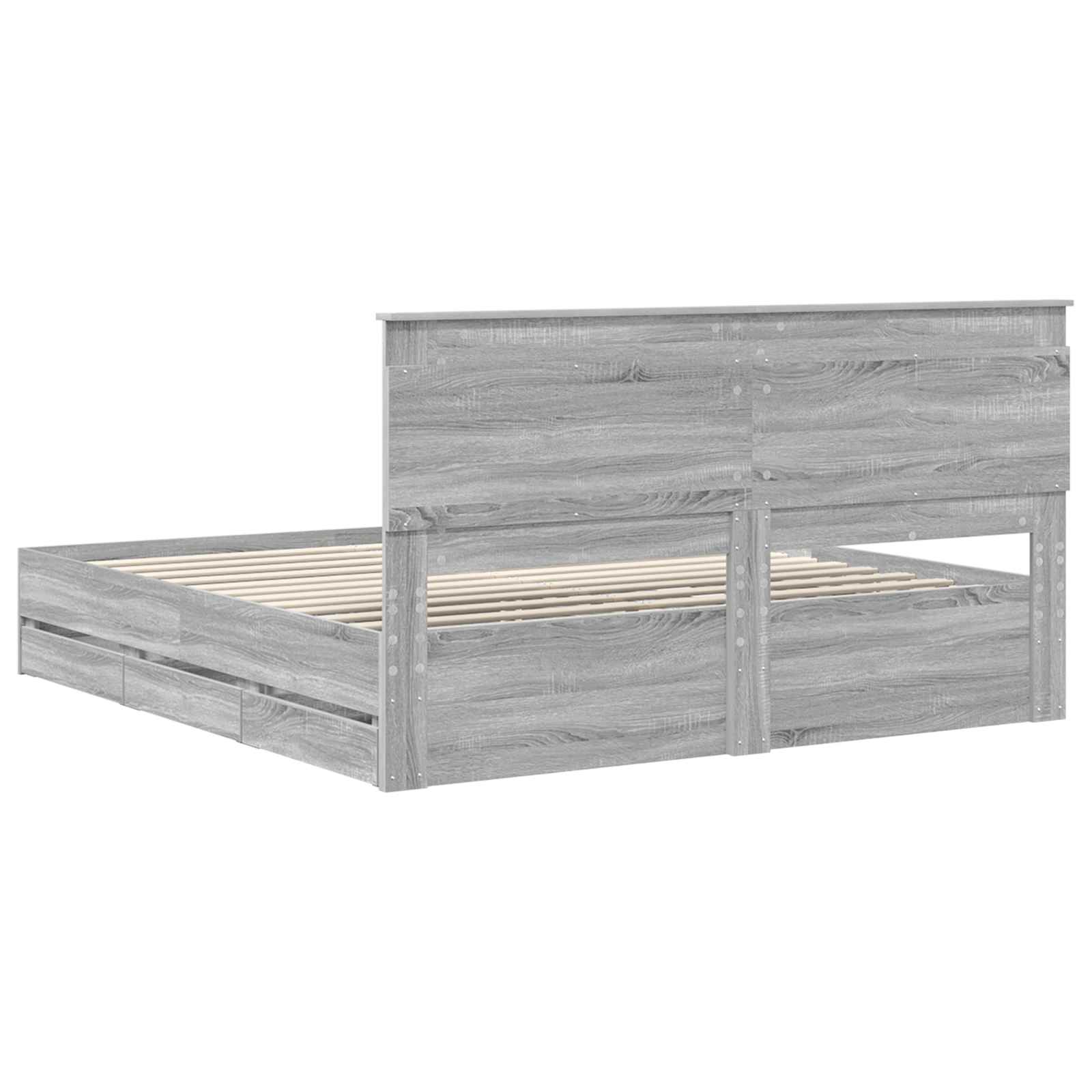Cadre de lit Gris Sonoma 200 x 200 cm Bois Ingénierie - XIOS