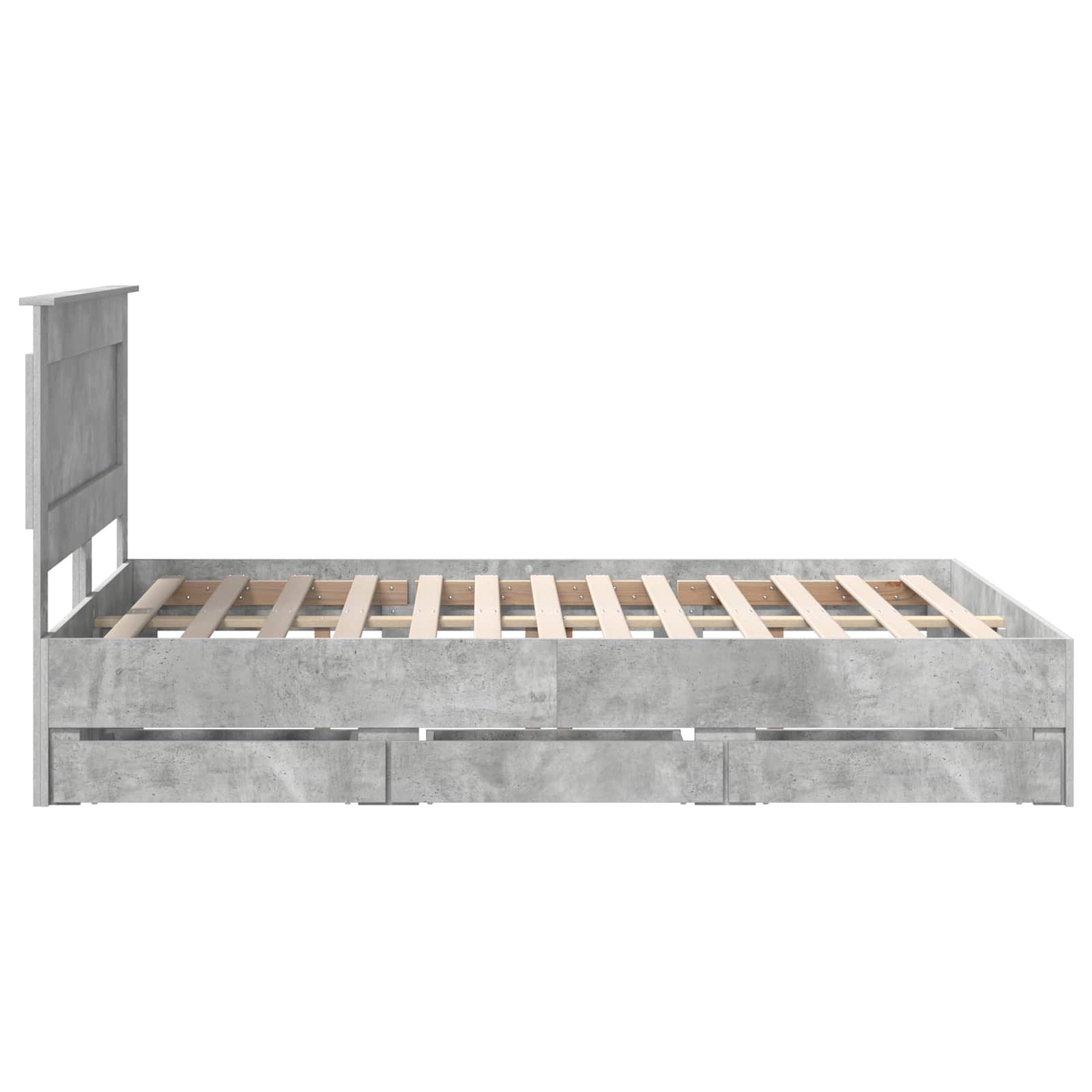 Cadre de lit Gris béton 160 x 200 cm Bois Ingénierie - XIOS