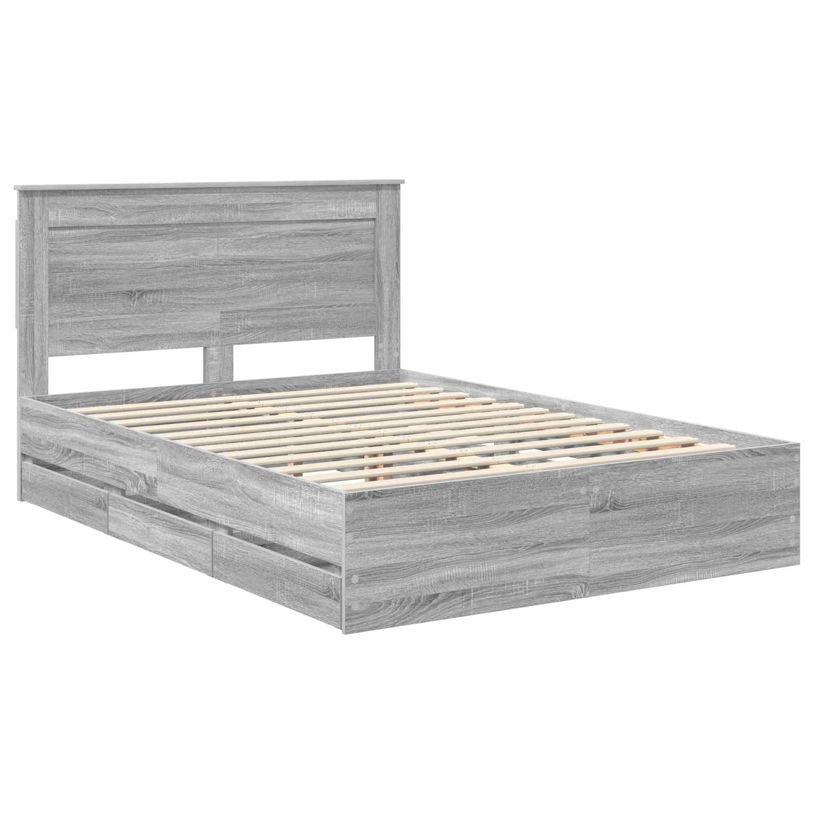 Cadre de lit Gris Sonoma 140 x 190 cm Bois Ingénierie