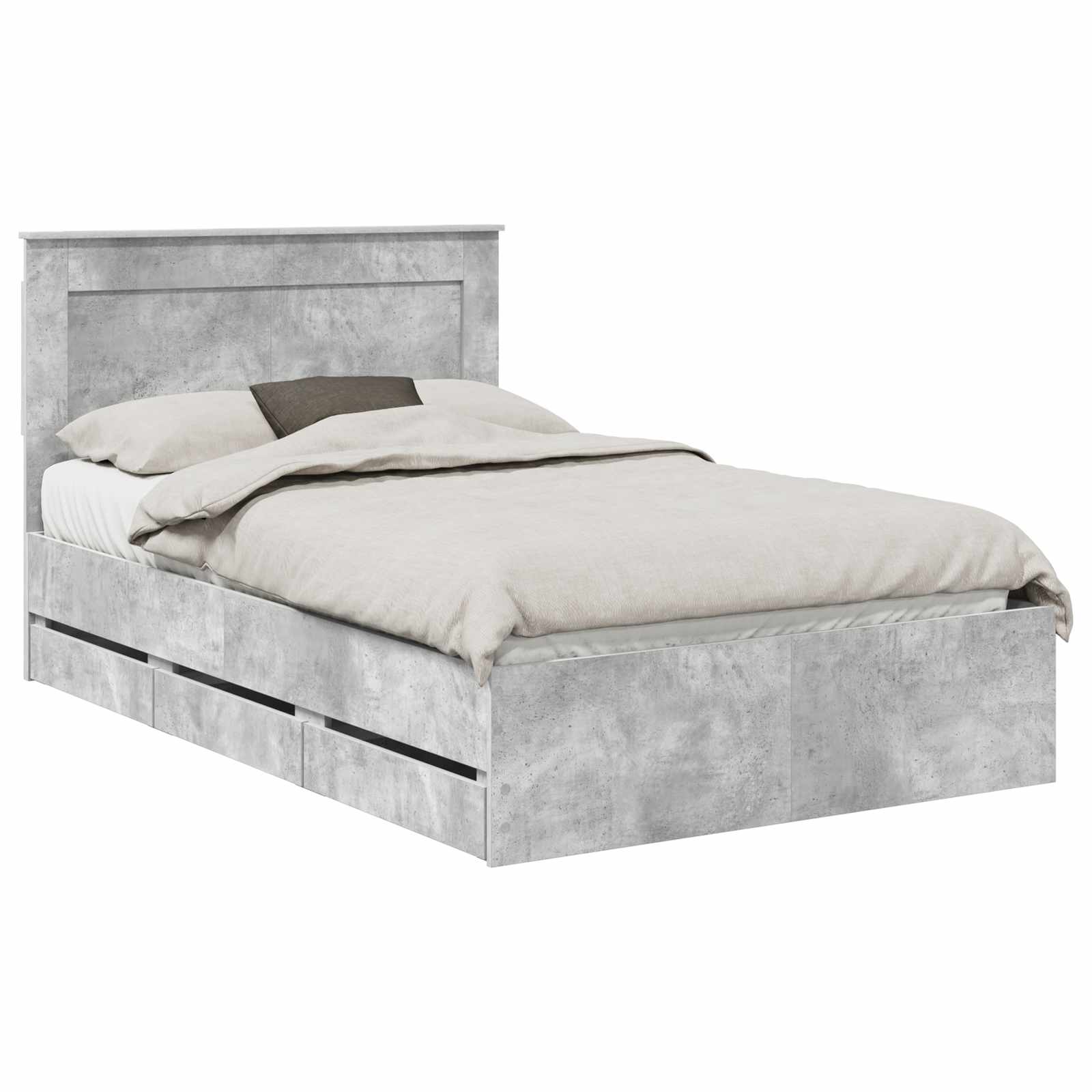 Cadre de lit Gris béton 135 x 190 cm Bois Ingénierie - XIOS
