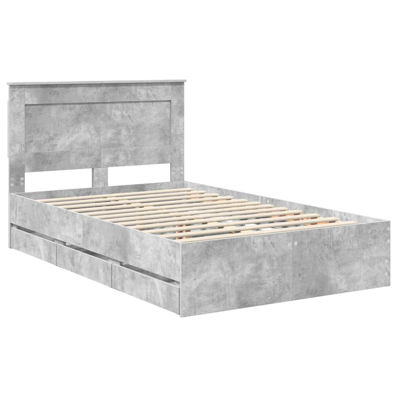 Cadre de lit Gris béton 135 x 190 cm Bois Ingénierie - XIOS