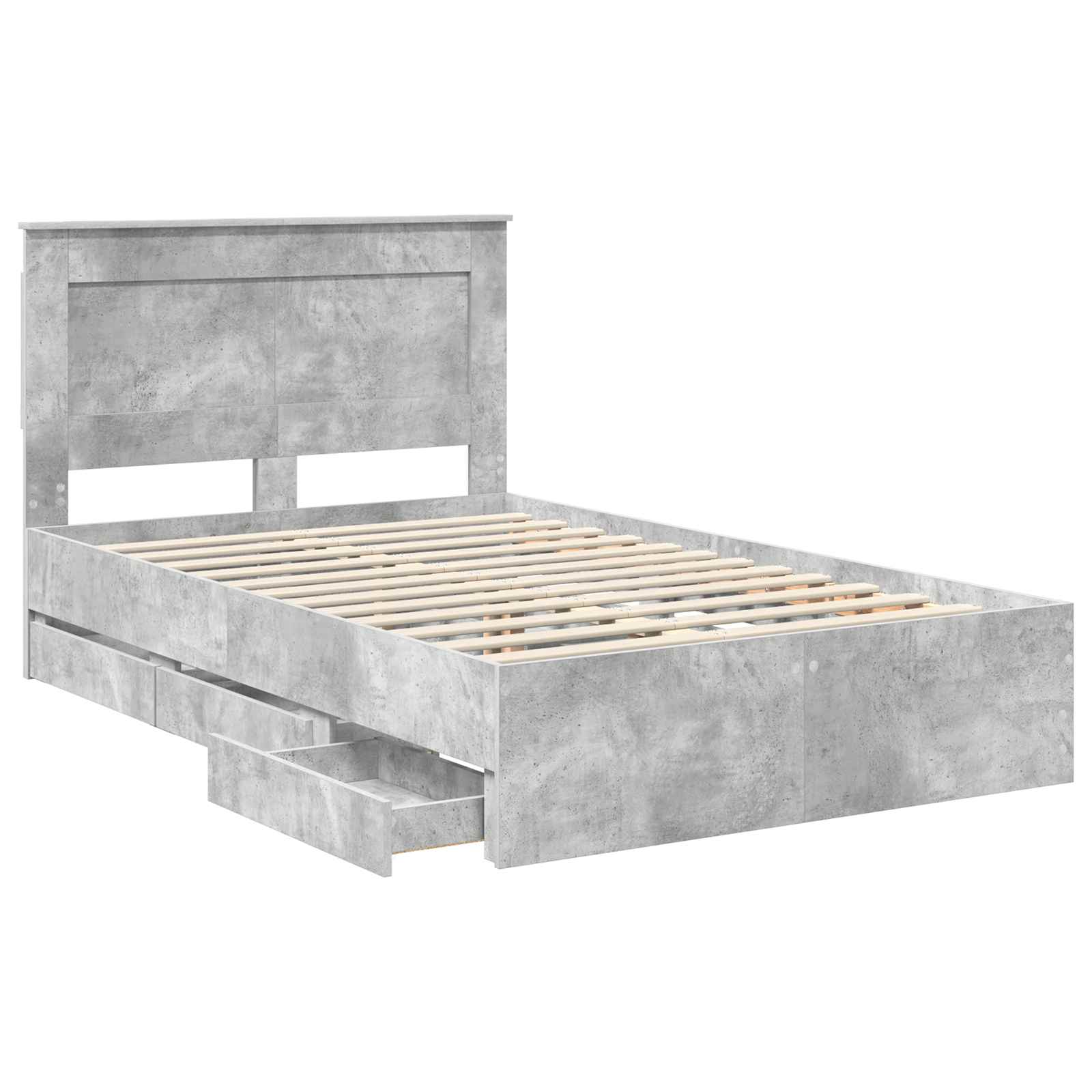 Cadre de lit Gris béton 135 x 190 cm Bois Ingénierie - XIOS