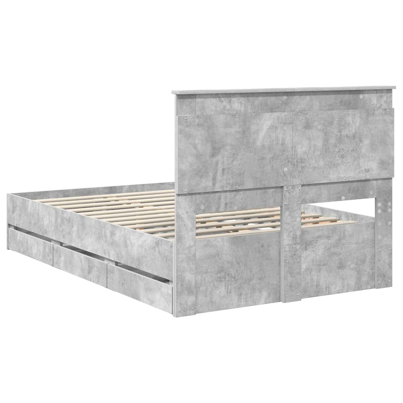 Cadre de lit Gris béton 135 x 190 cm Bois Ingénierie - XIOS