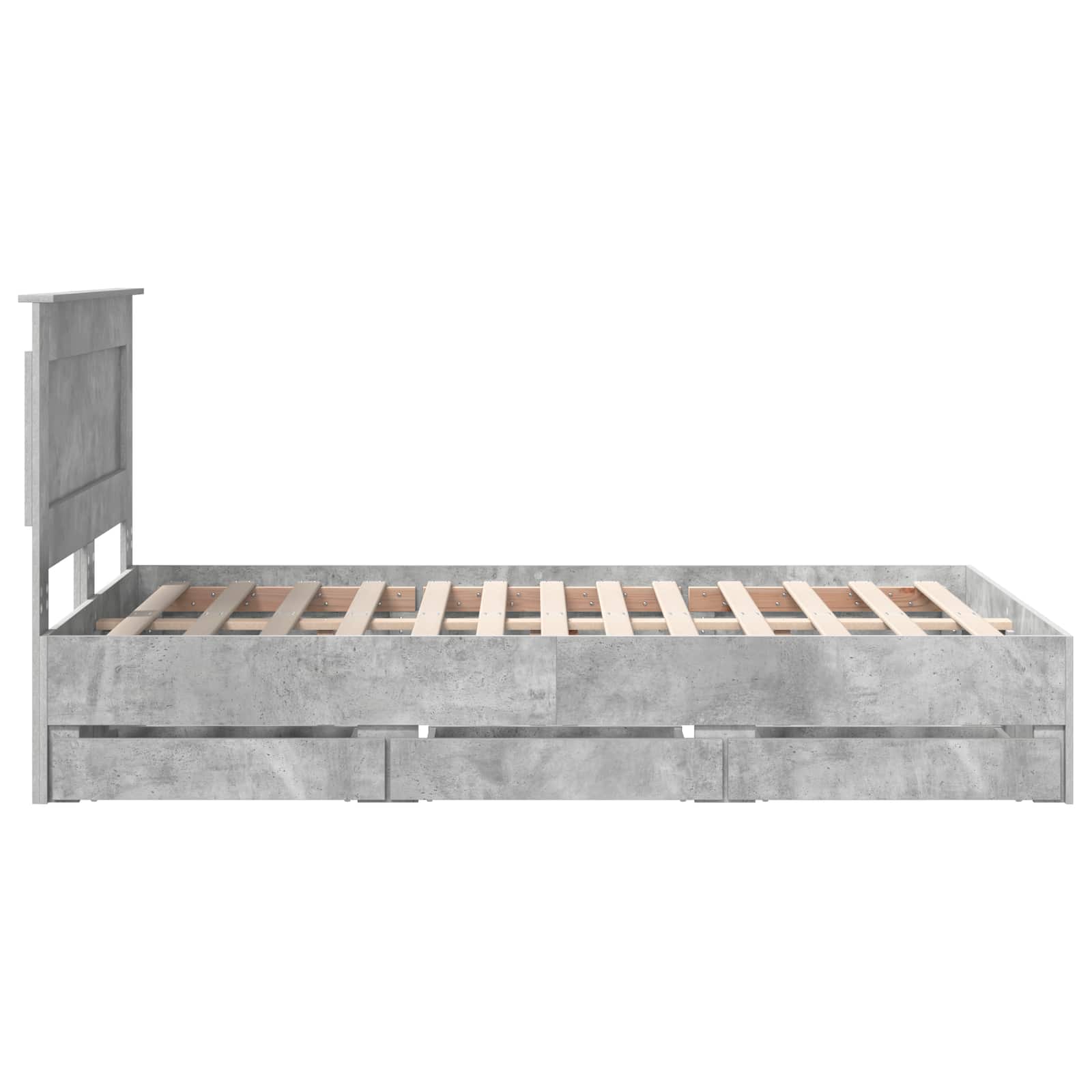 Cadre de lit Gris béton 135 x 190 cm Bois Ingénierie - XIOS