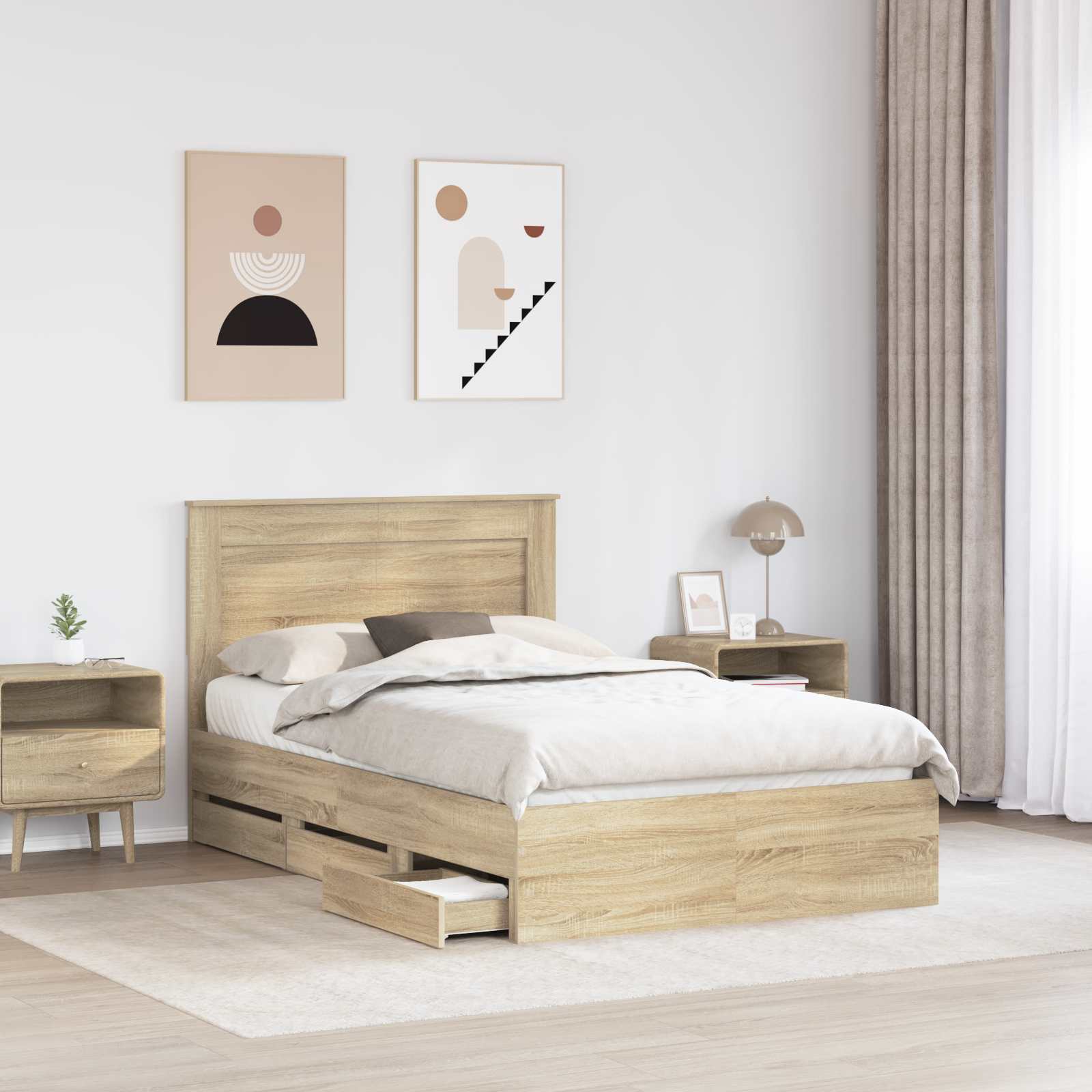 Cadre de lit Chêne Sonoma 120 x 190 cm Bois Ingénierie - XIOS