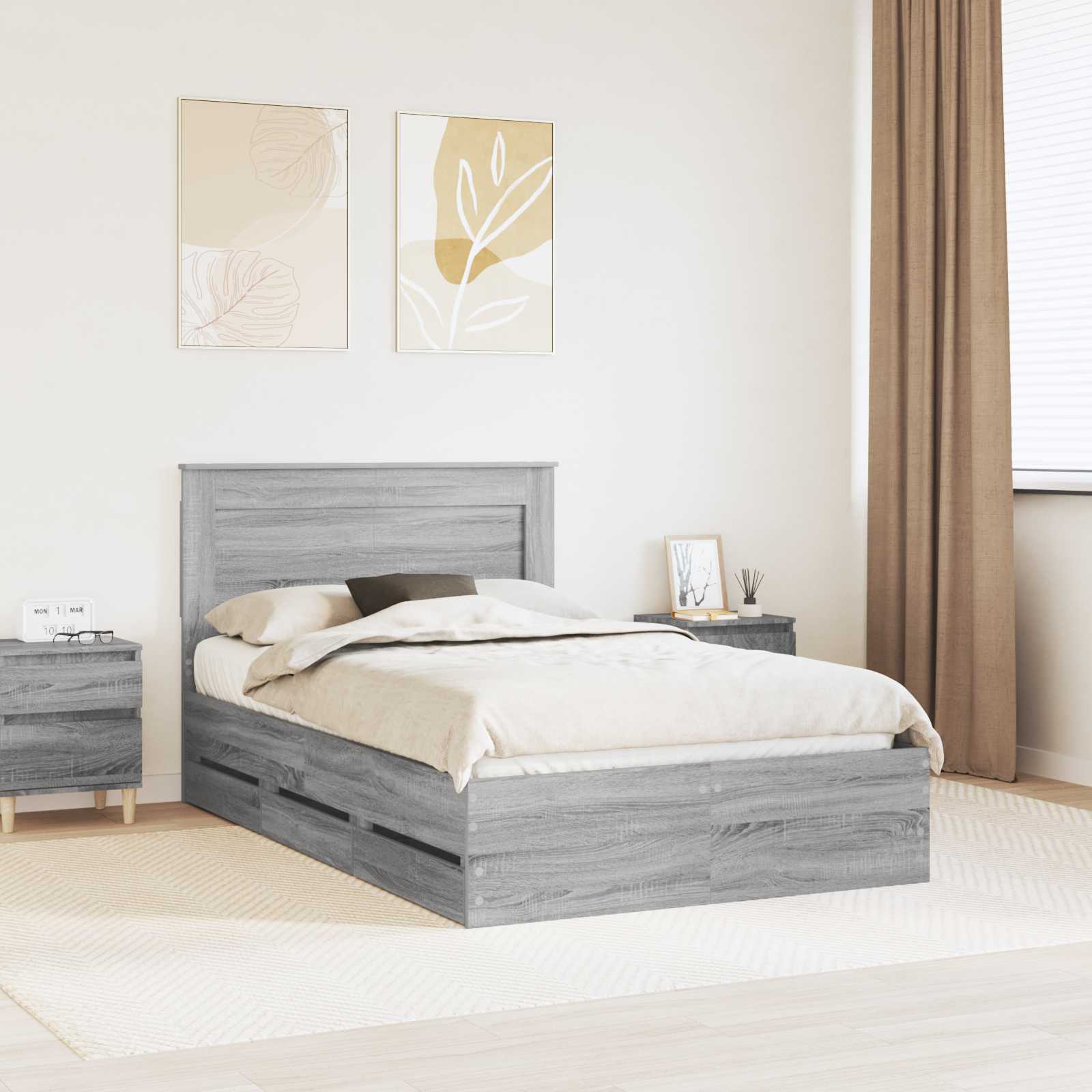 Cadre de lit Gris Sonoma 120 x 190 cm Bois Ingénierie - XIOS