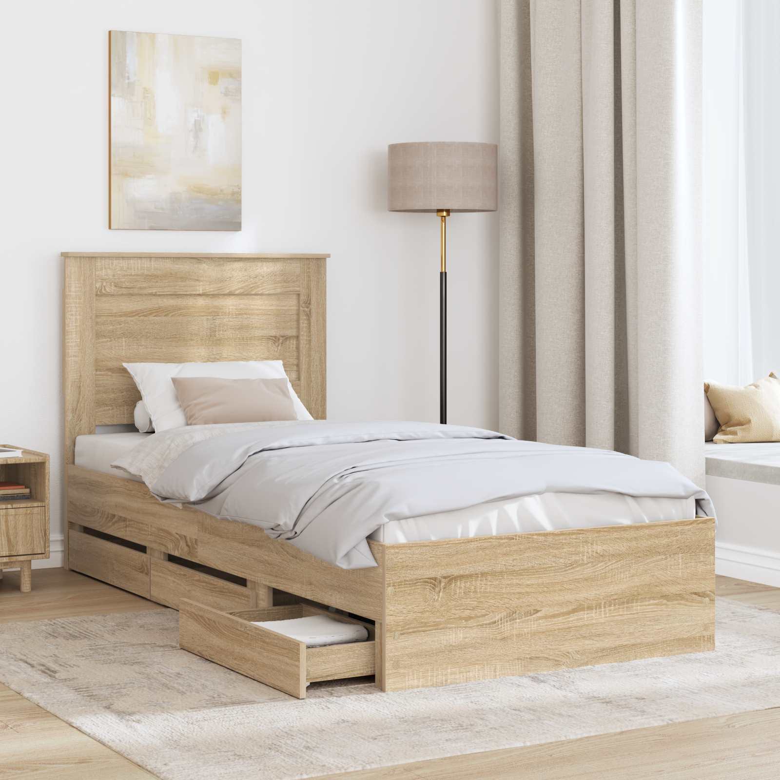 Cadre de lit Chêne Sonoma 100 x 200 cm Bois Ingénierie - XIOS