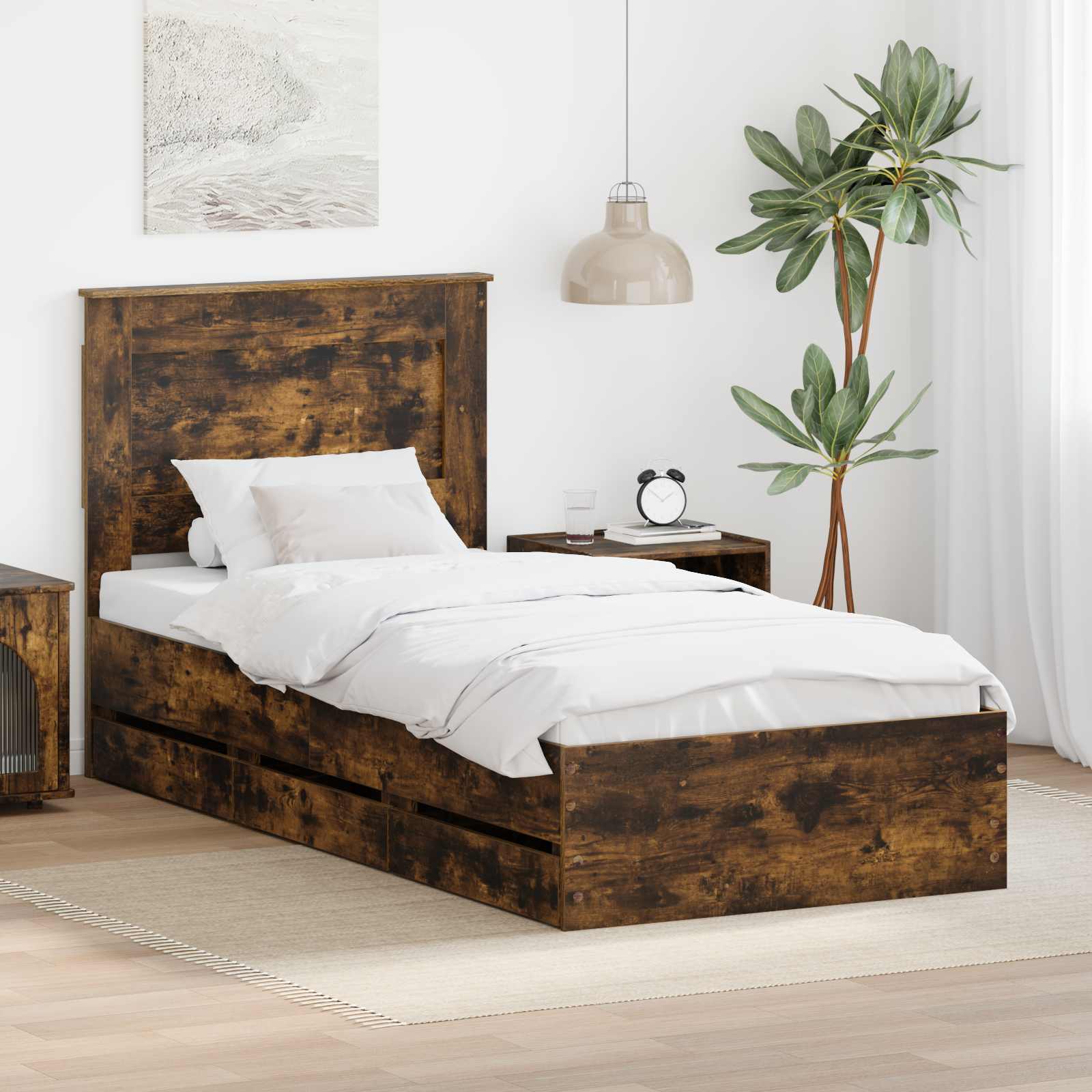 Cadre de lit Chêne fumé 100 x 200 cm Bois Ingénierie - XIOS