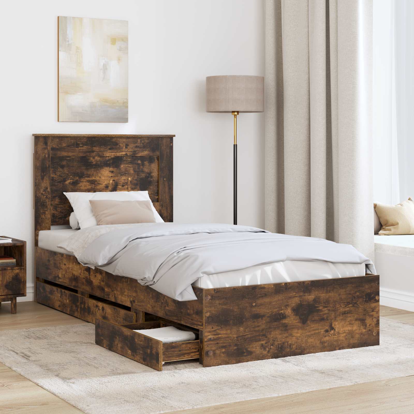 Cadre de lit Chêne fumé 100 x 200 cm Bois Ingénierie - XIOS