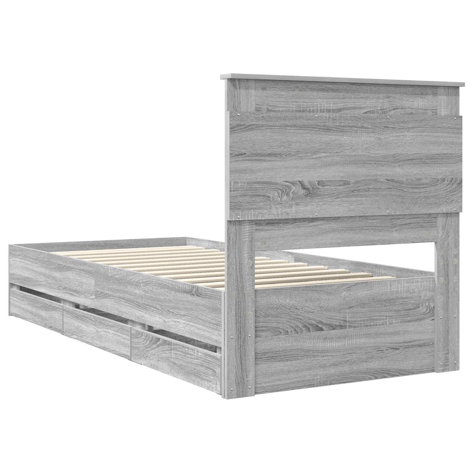 Cadre de lit Gris Sonoma 100 x 200 cm Bois Ingénierie - XIOS