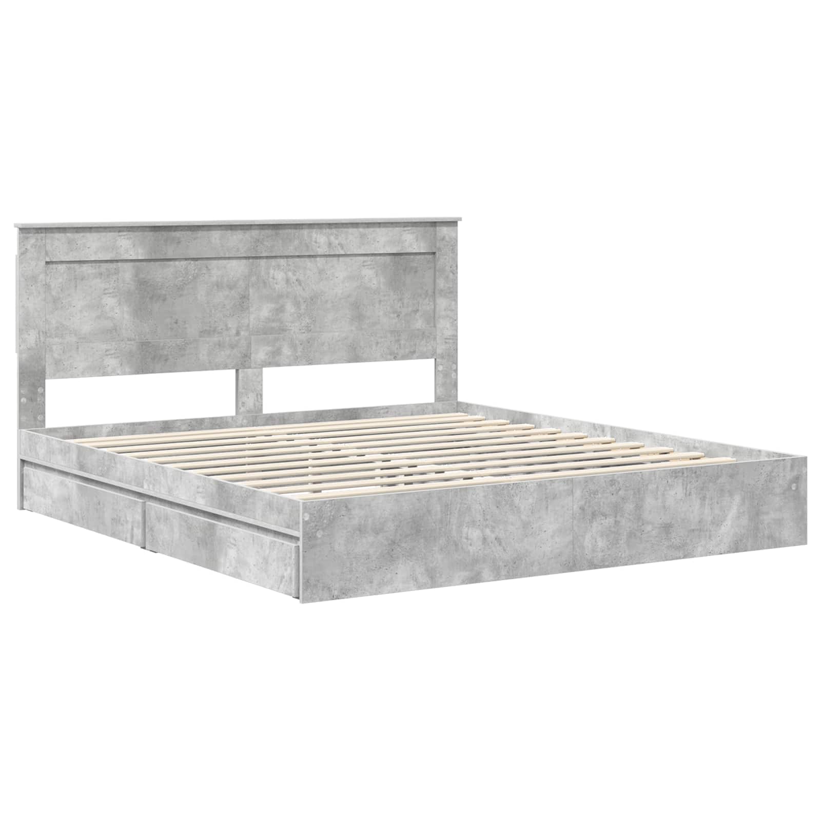 Lit de Rangement Gris béton 200 x 200 cm Bois d'ingénierie - XIOS