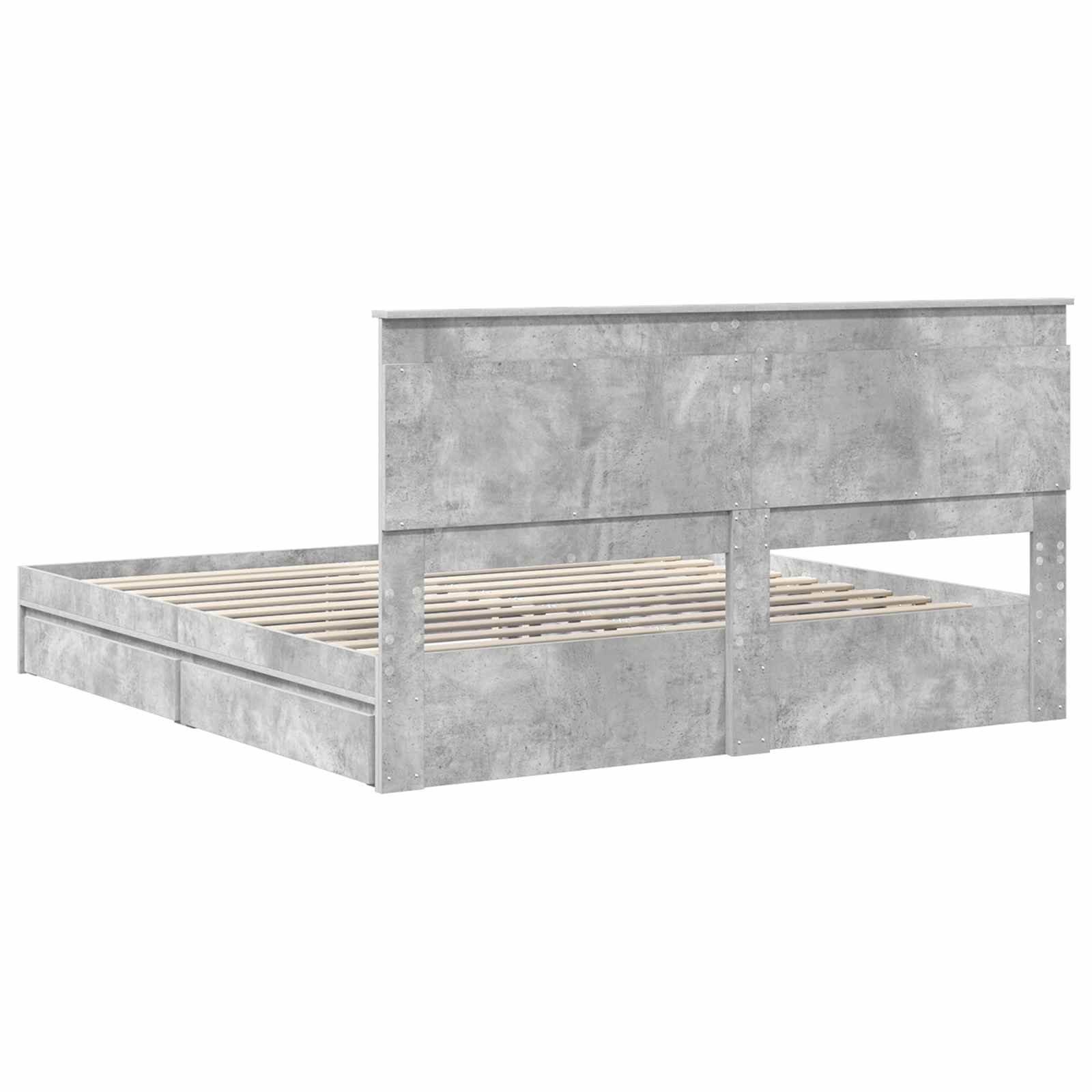 Lit de Rangement Gris béton 200 x 200 cm Bois d'ingénierie - XIOS