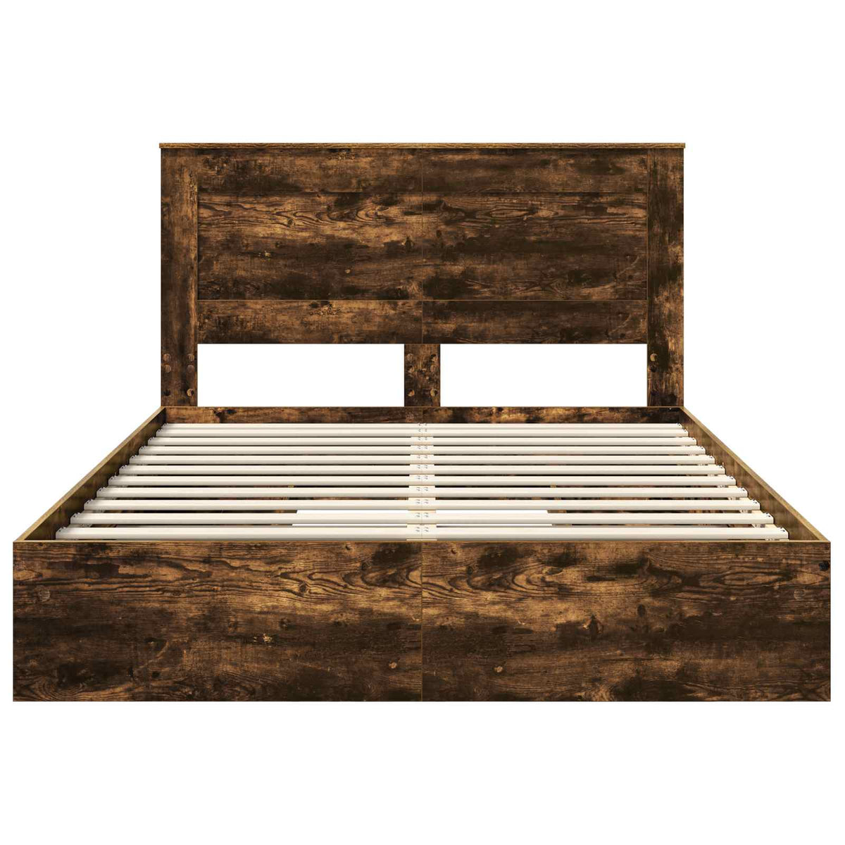 Lit de Rangement Chêne fumé 160 x 200 cm Bois d'ingénierie